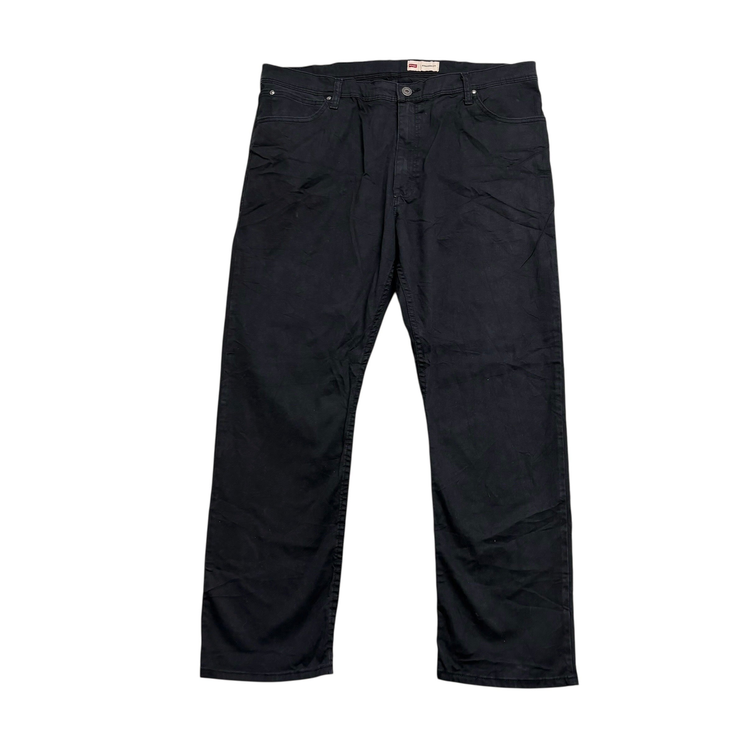 Wrangler Trousers W40 L30 Mens Black Regular Straight Fit Stretch Pants (E)
