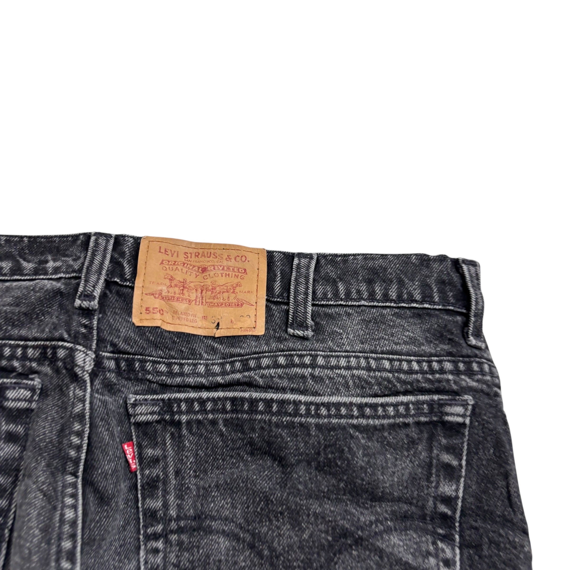 Levis 550 Jeans W36 L30 Mens Black Relaxed Tapered Fit Vintage Denim