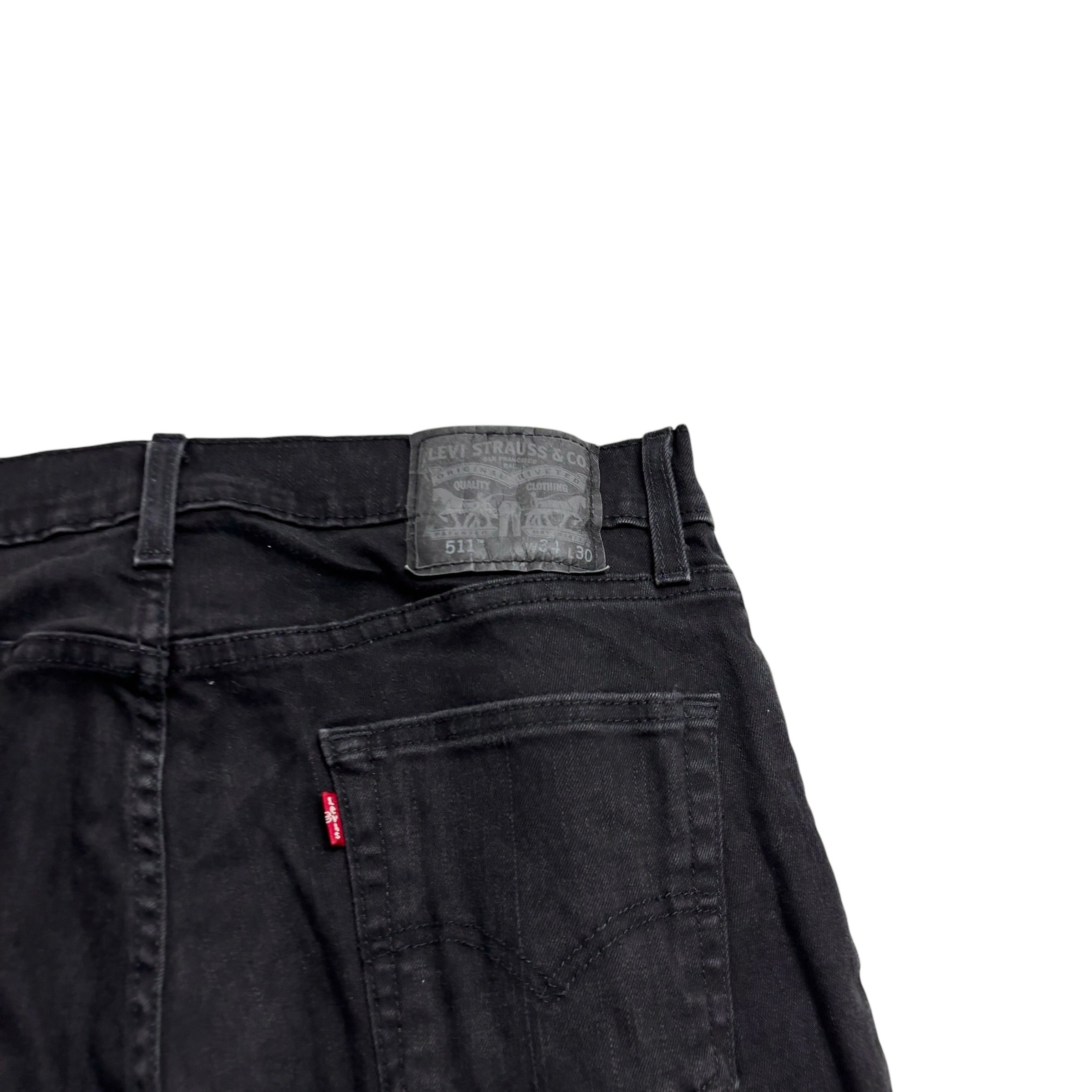 Levis 511 Jeans W34 L30 Mens Black Slim Fit Stretch Denim (E)