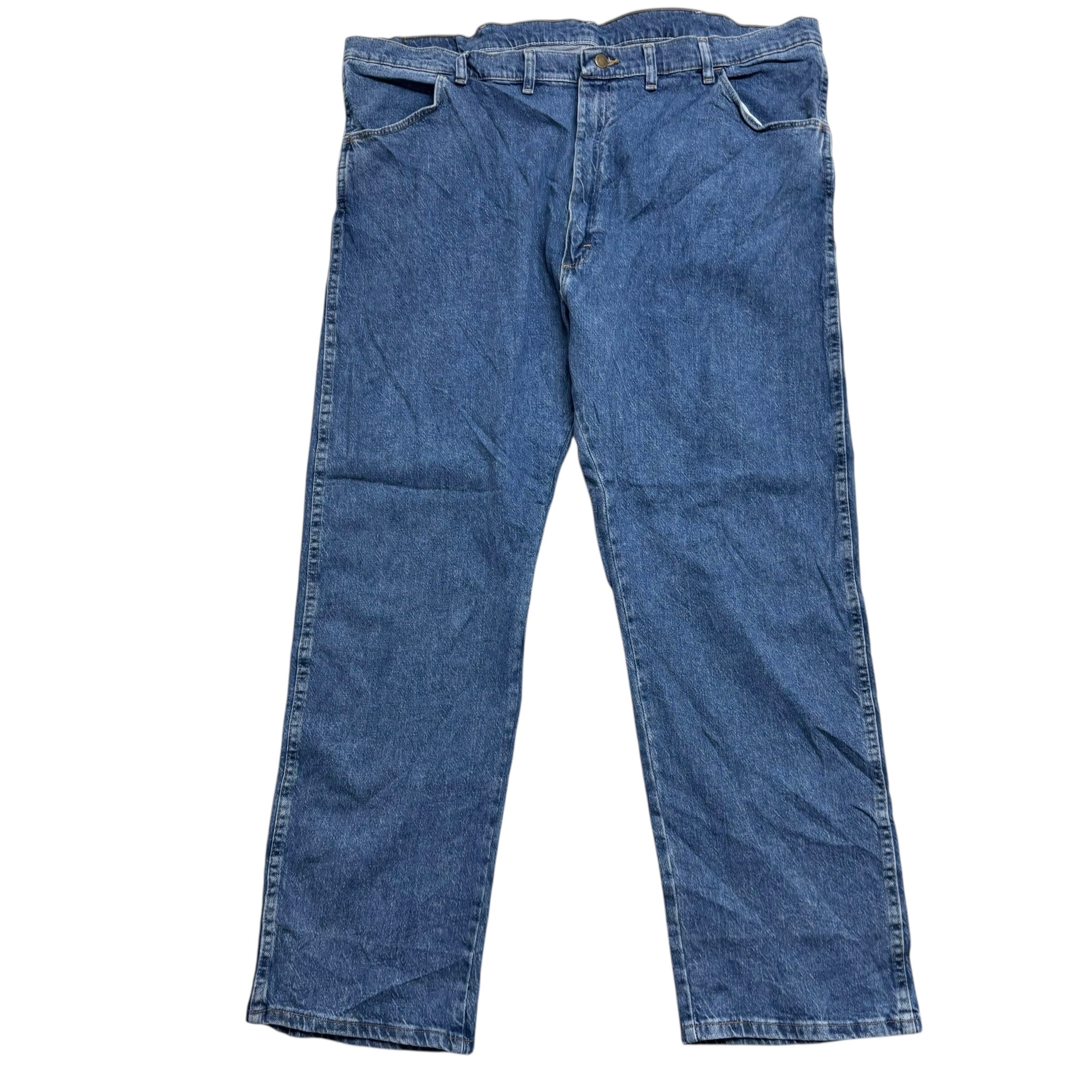 Wrangler Jeans W44 L32 Mens Mid Blue Relaxed Straight Fit Stretch Denim (E)