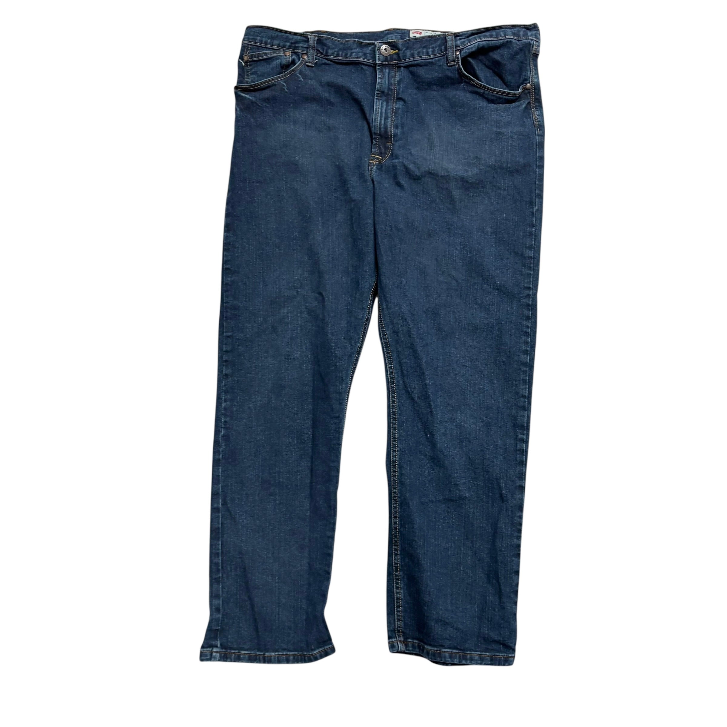 Wrangler Jeans W42 L30 Mens Dark Blue Regular Straight Fit Stretch Denim (E)