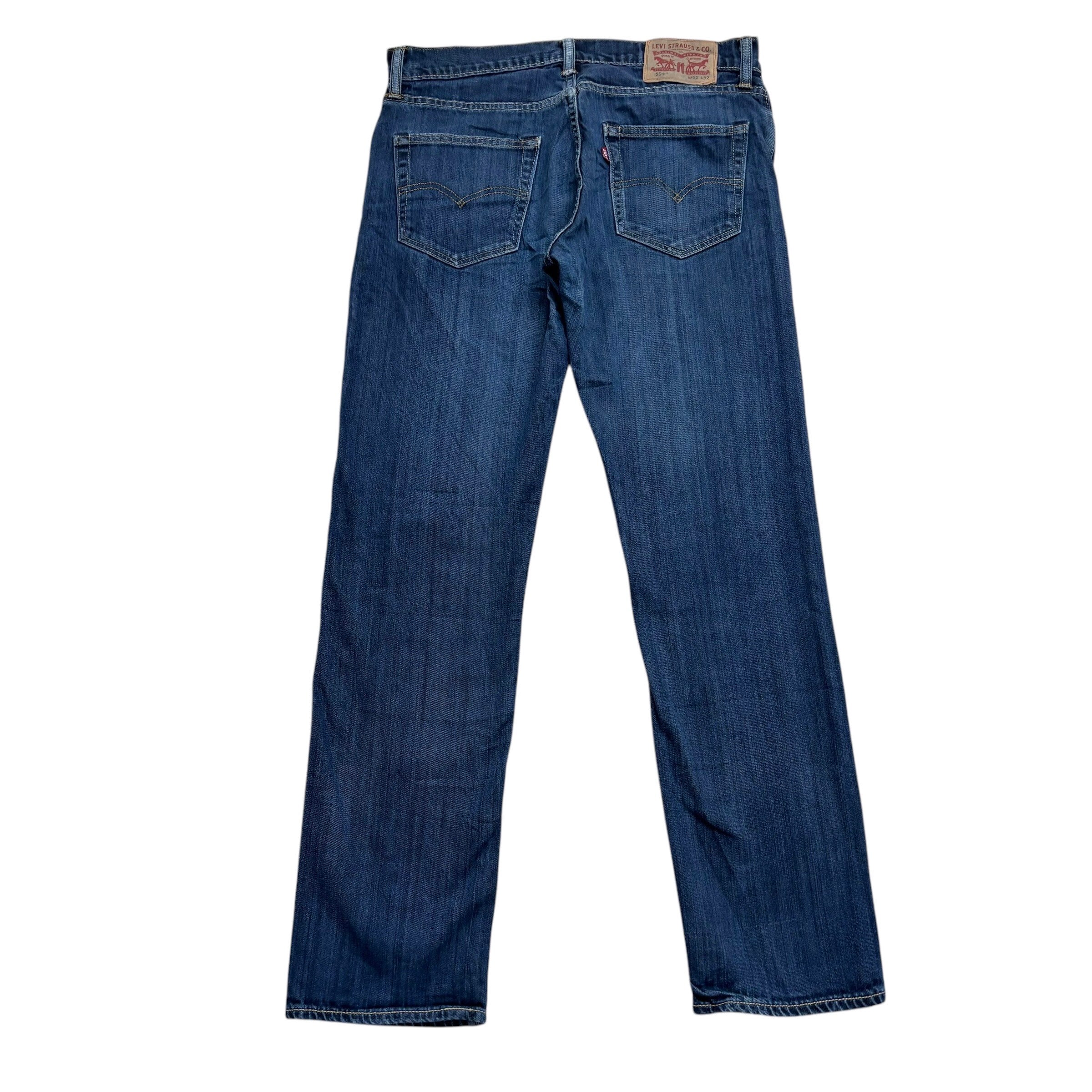 Levis 504 Jeans W32 L32 Mens Mid Blue Regular Straight Fit Denim
