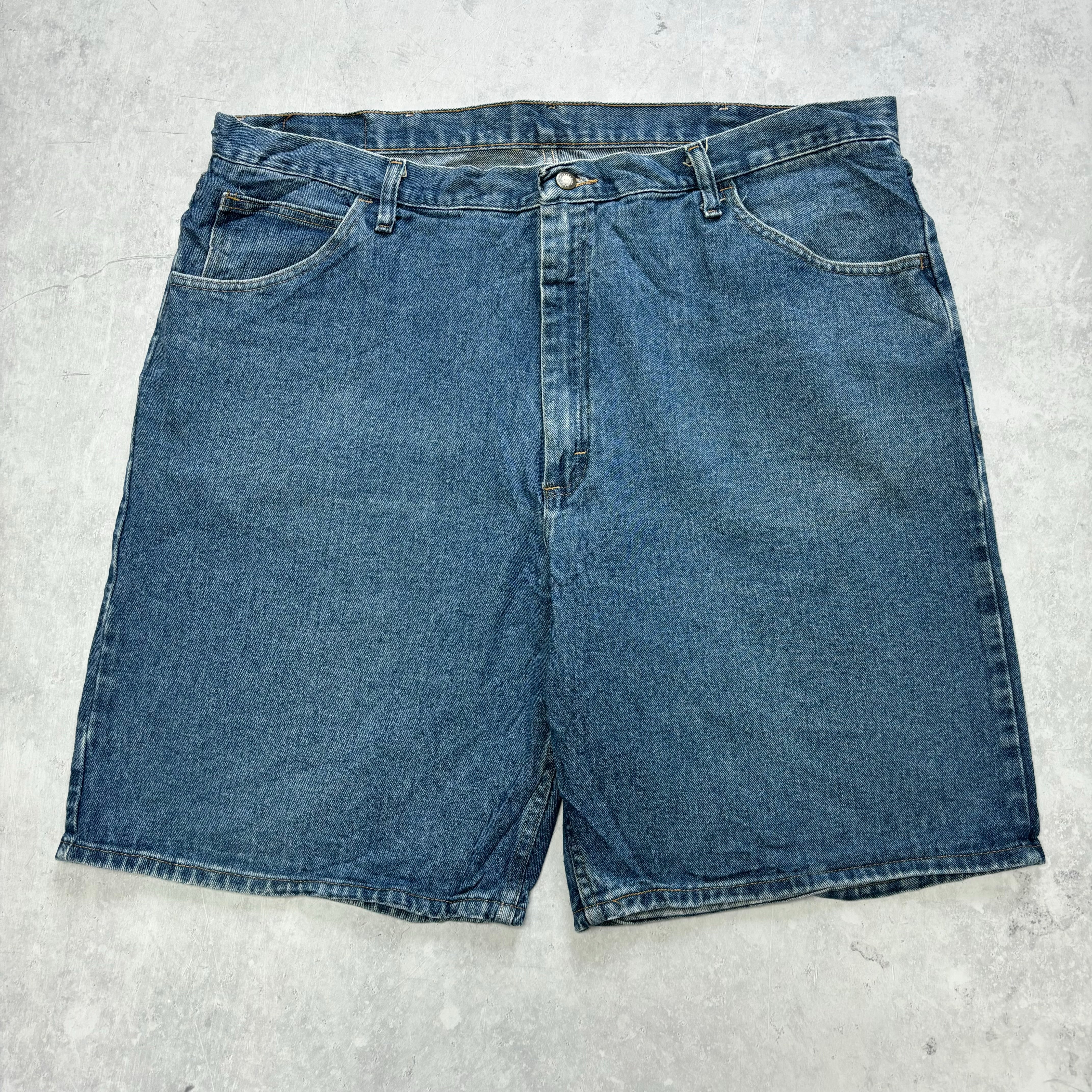 Vintage Wrangler Jorts W42 Mens Denim Shorts Mid Blue Baggy Relaxed Fit