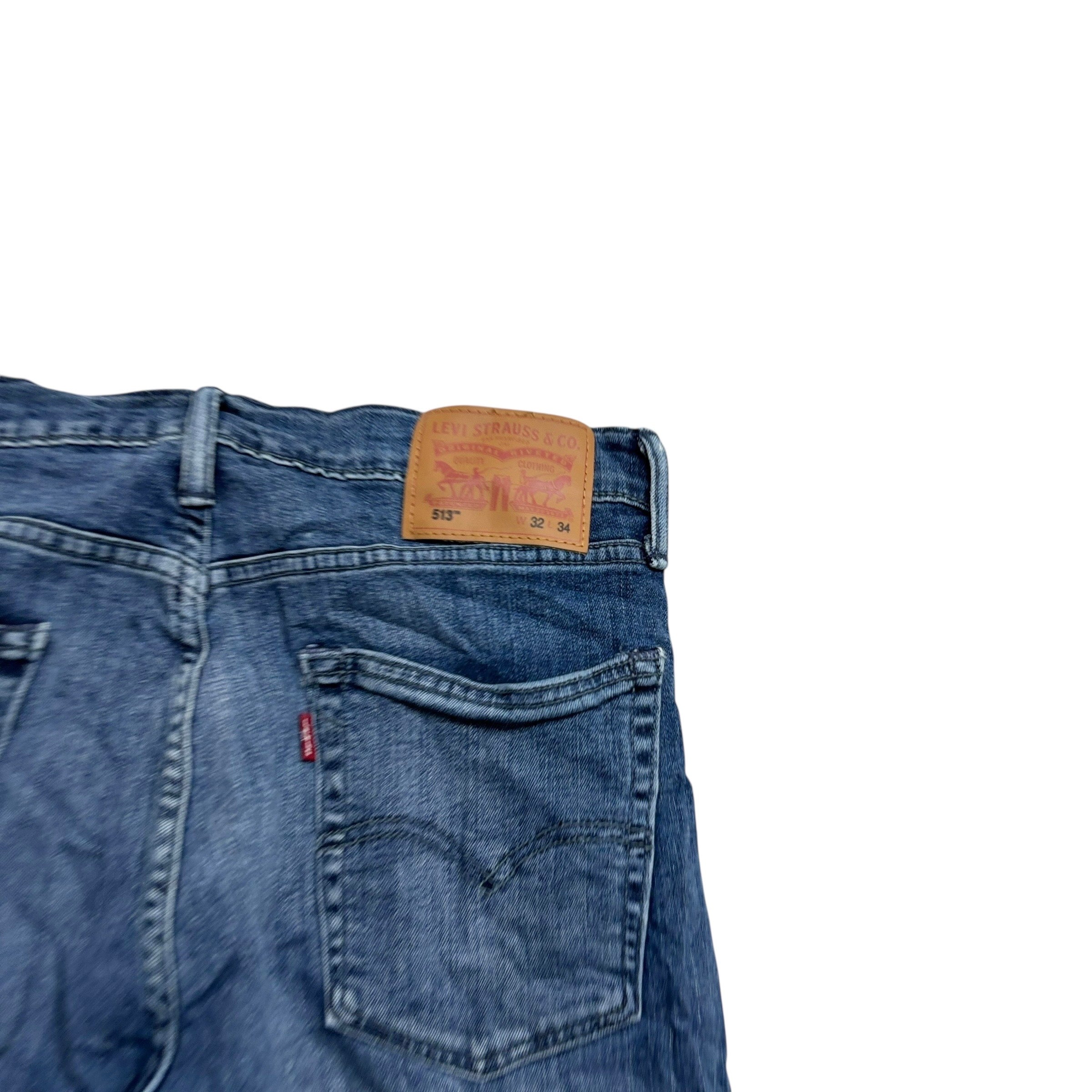 Levis 513 Jeans W32 L34 Mens Mid Blue Slim Straight Fit Stretch Denim