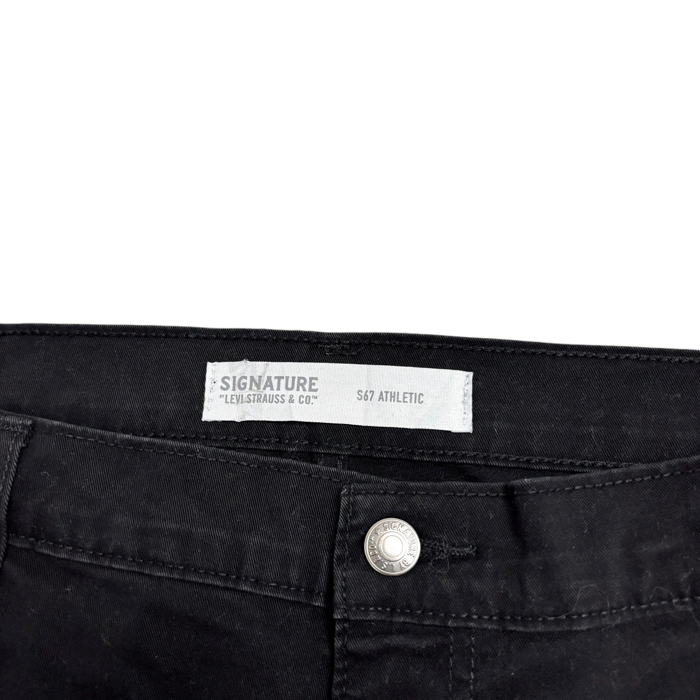 Levis Signature Trousers W38 L30 Mens Black Athletic Fit Stretch Pants (E)