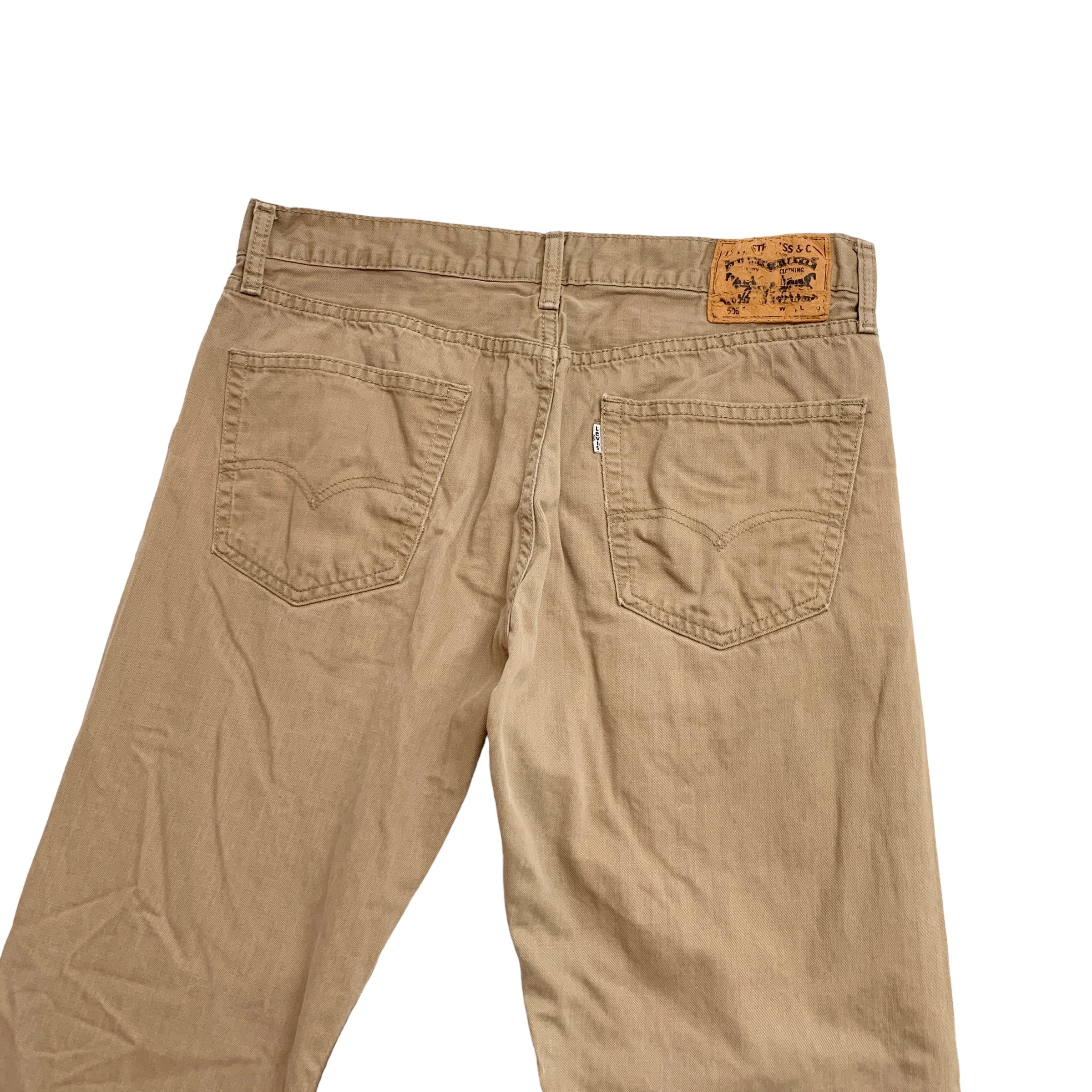 Levis 505 Trousers W34 L28 Mens Beige Tan Regular Straight Fit Cotton Pants