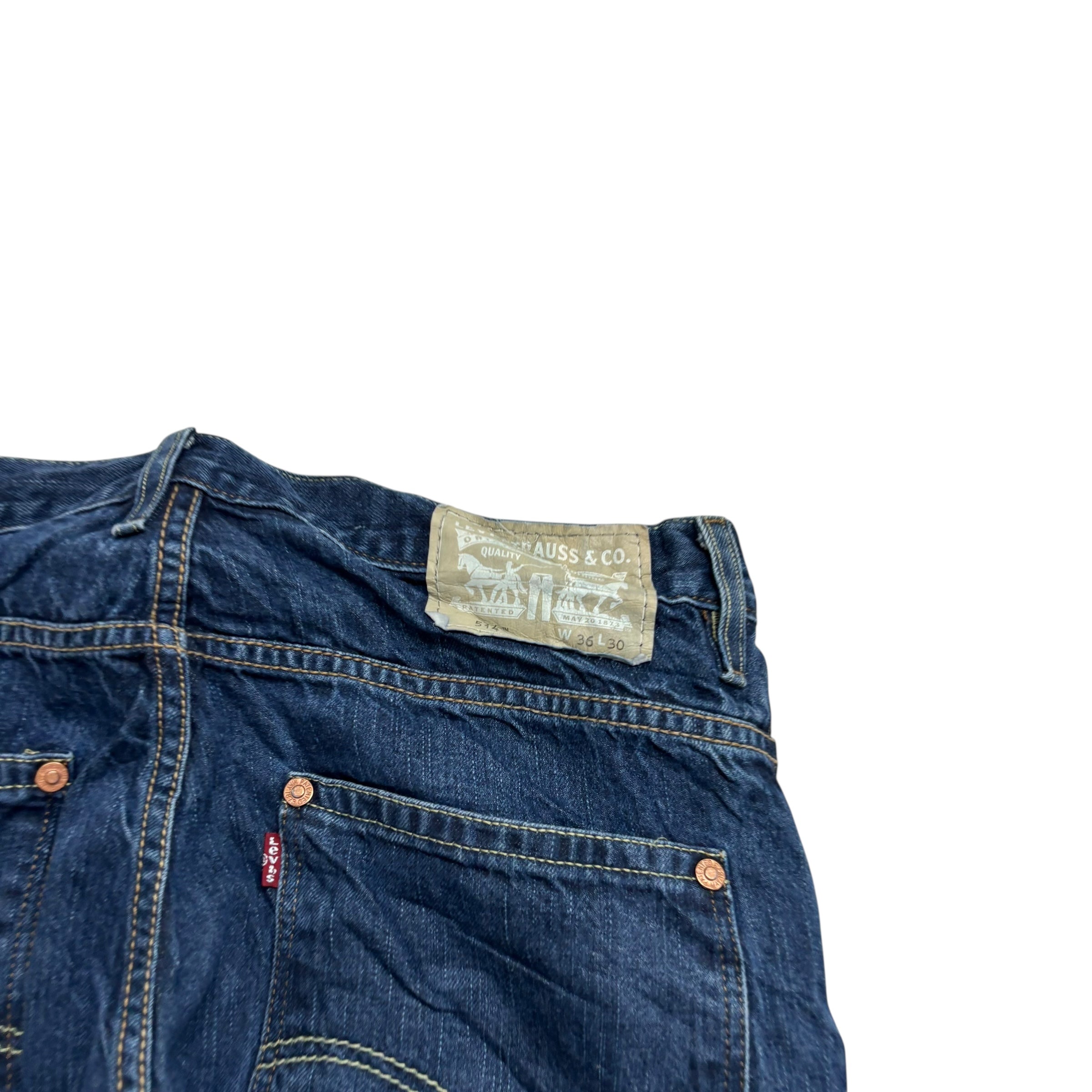 Levis 514 Jeans W36 L30 Mens Dark Blue Regular Straight Fit Denim (E)