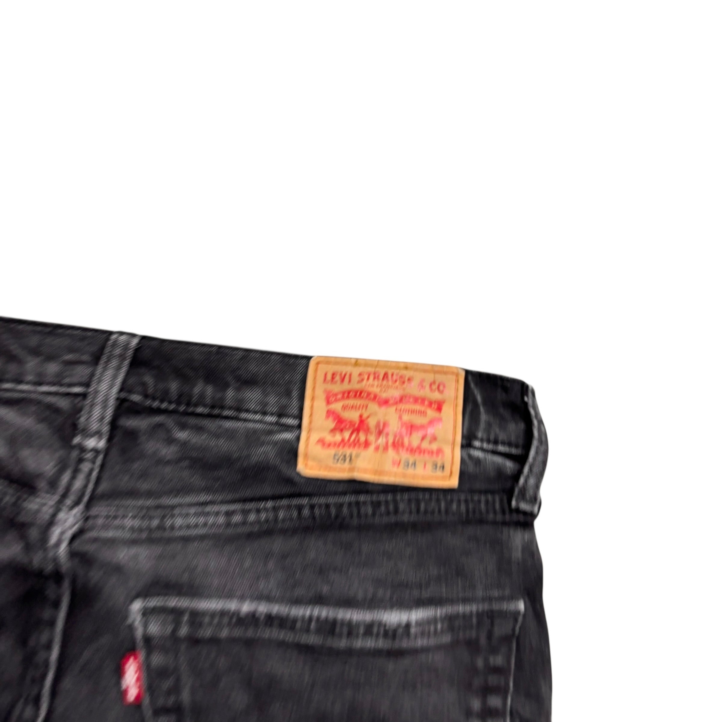 Levis 531 Jeans W32 L32 Mens Black Distressed Athletic Slim Fit Stretch Denim