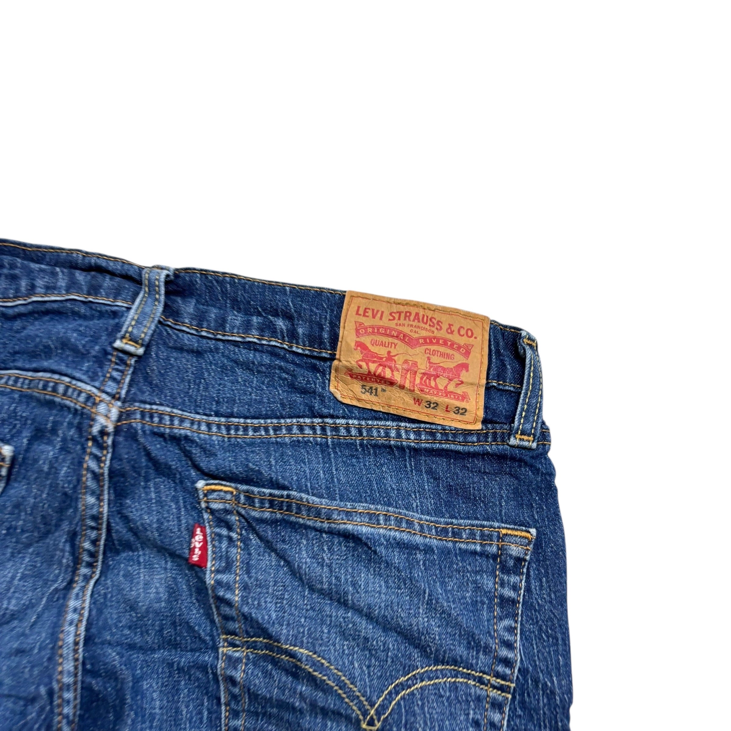 Levis 541 Jeans W32 L30 Mens Mid Blue Athletic Tapered Fit Stretch Denim (E)