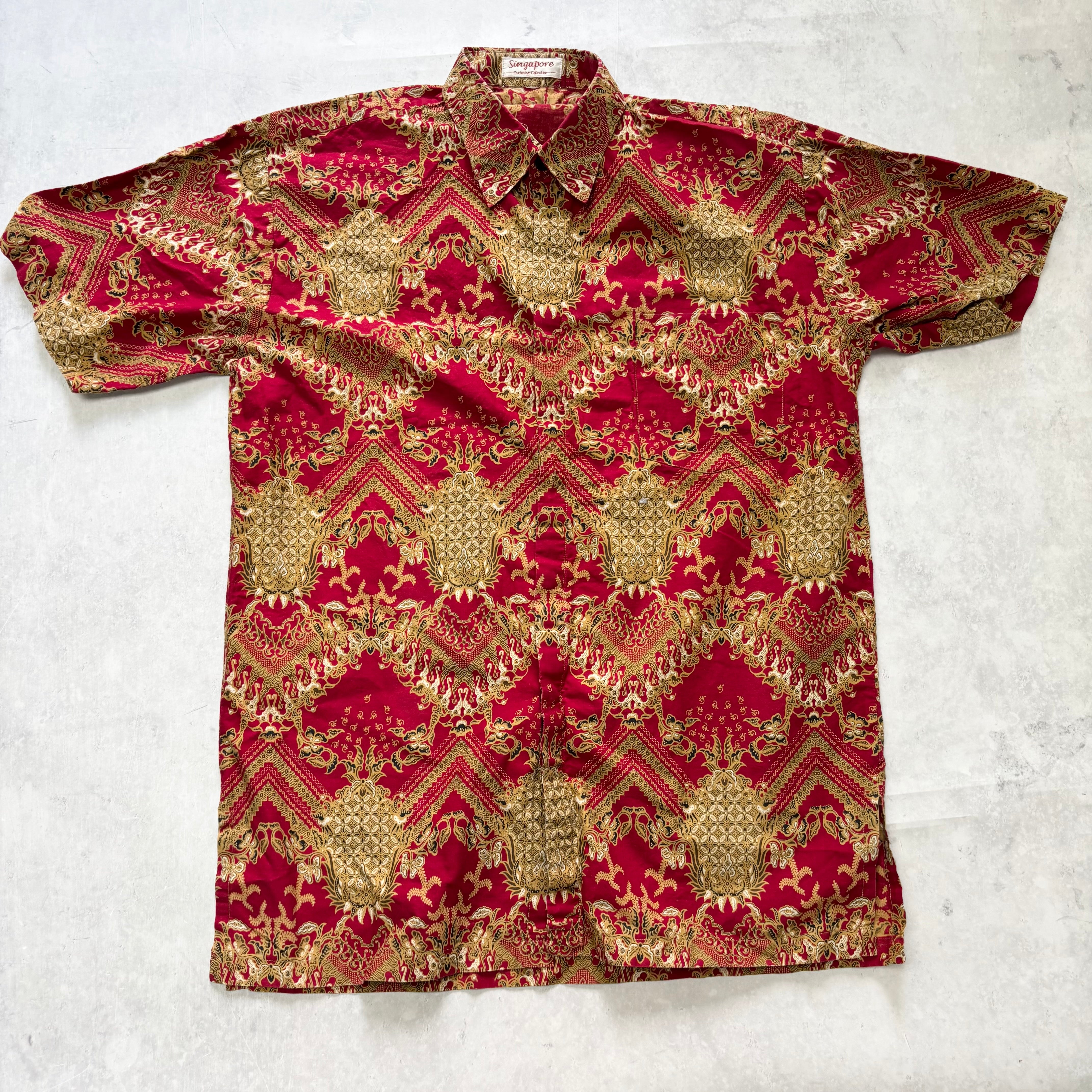 Vintage Shirt Mens Medium Red Traditional Red Short Sleeve Regular Fit (E)