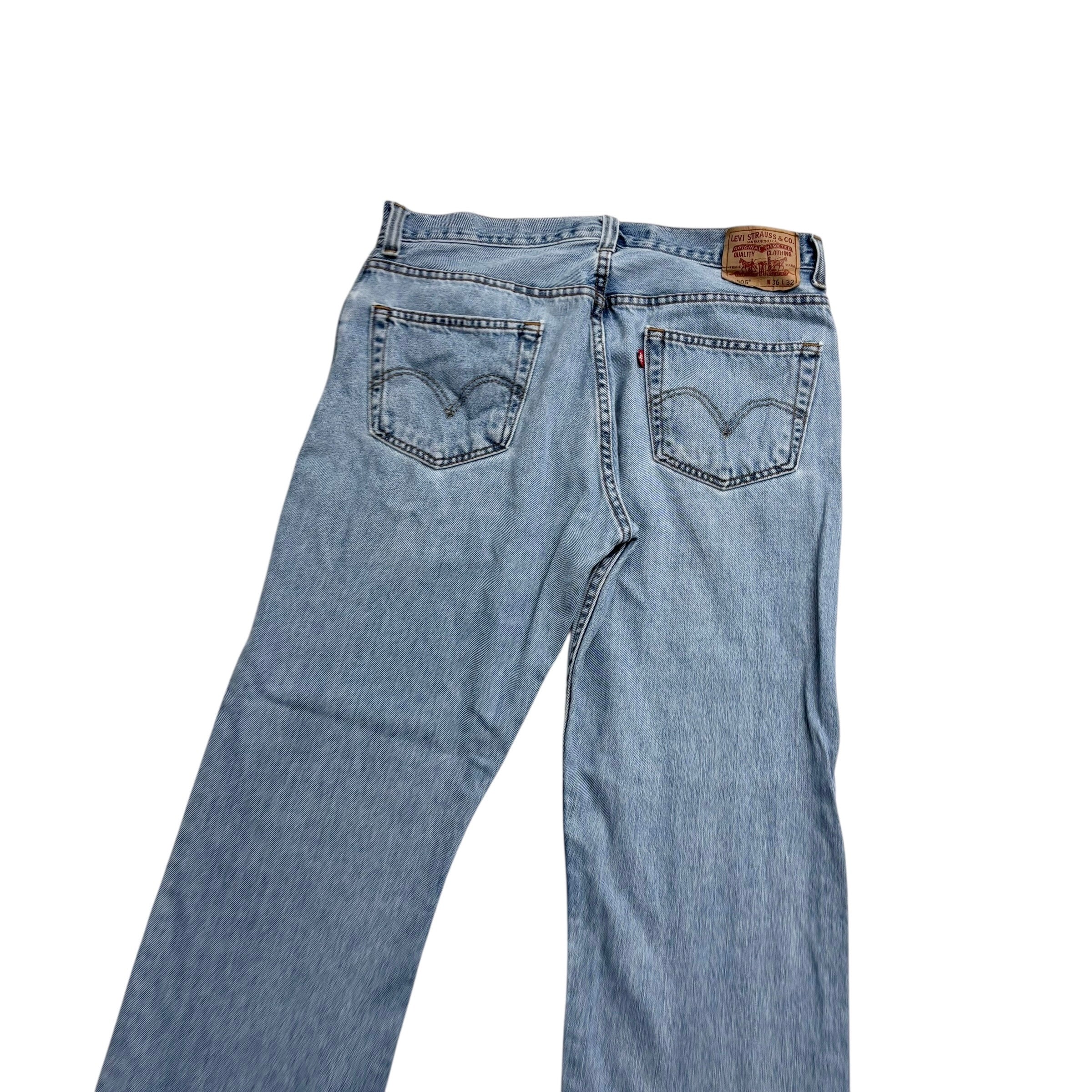 Levis 505 Jeans W36 L32 Mens Light Blue Regular Straight Fit Vintage Denim