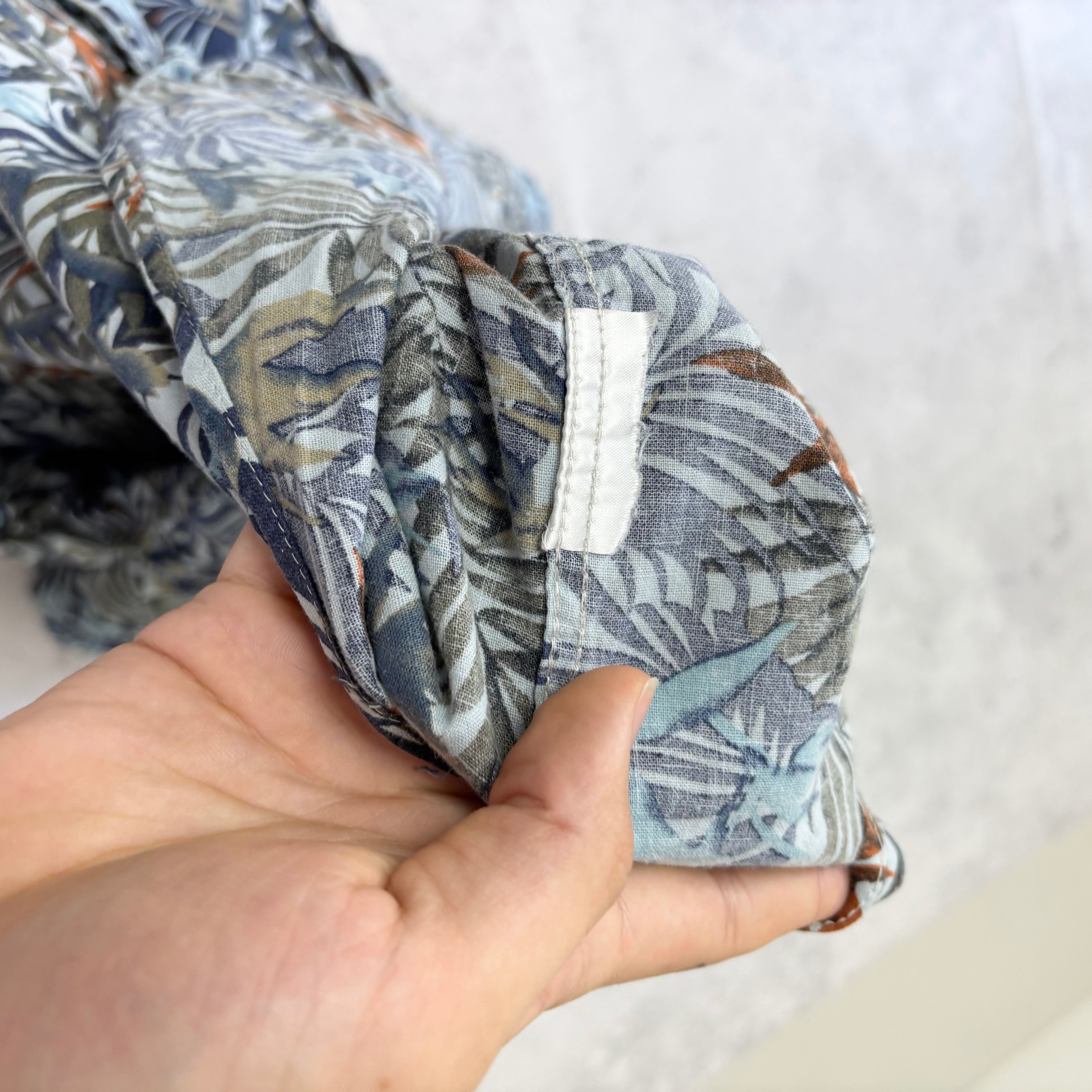 Hawaiian Shirt Mens XL Blue Floral Aloha Short Sleeve Linen (E)