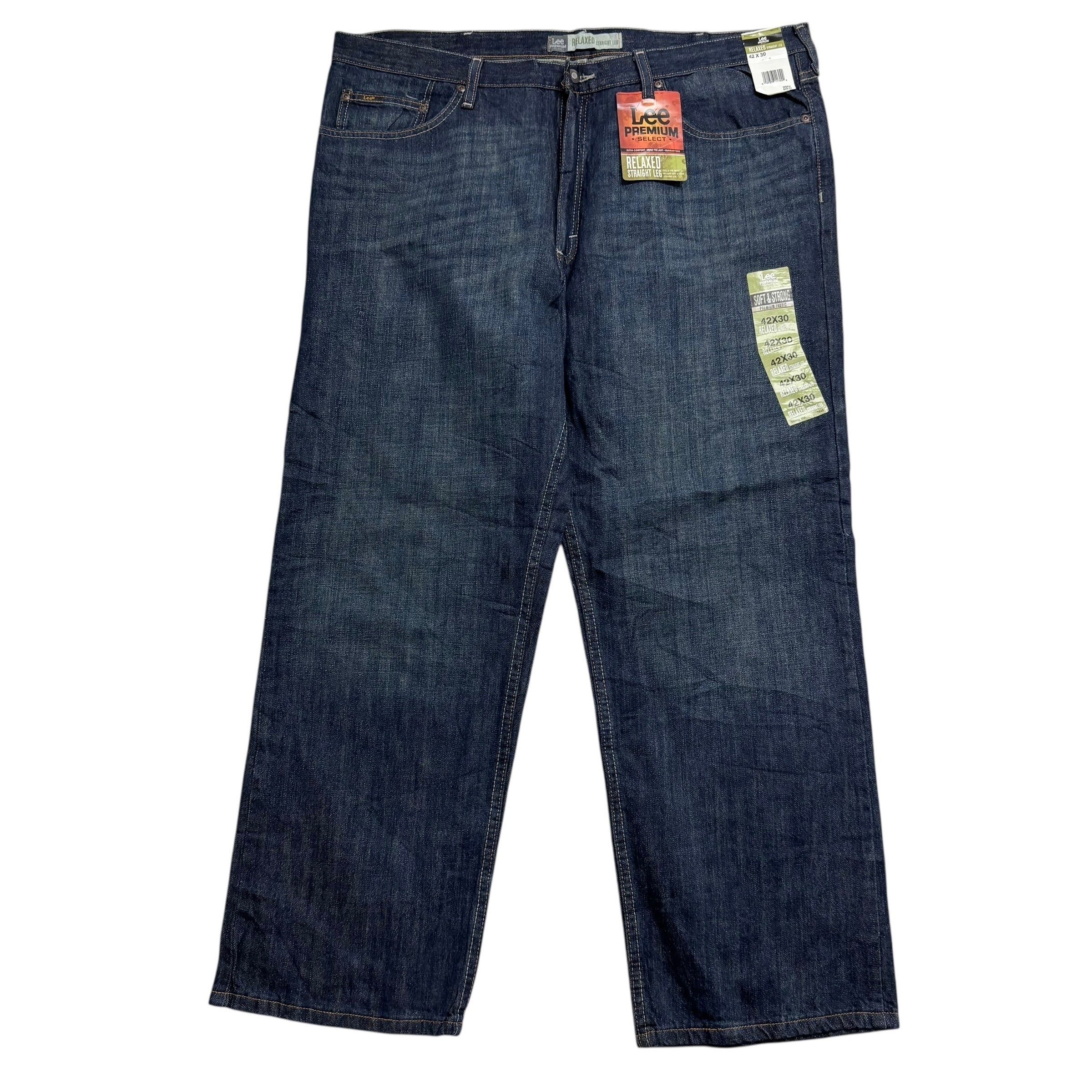 Lee Jeans W42 L30 Mens Dark Blue Baggy Relaxed Straight Fit Vintage Denim (E)