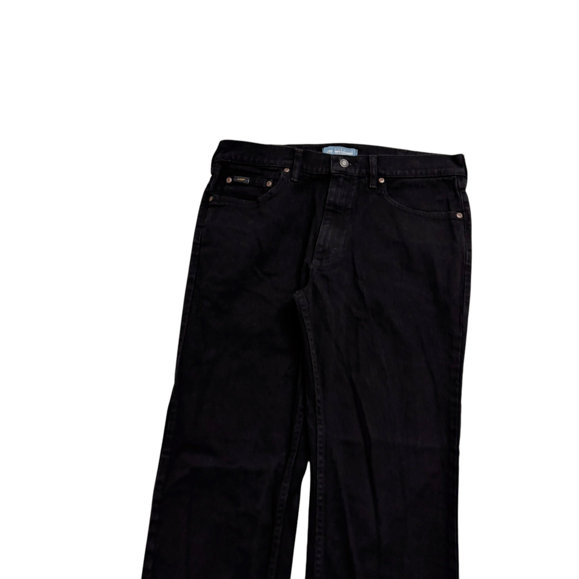 Lee Jeans W34 L30 Mens Black Regular Straight Fit Stretch Denim (E)