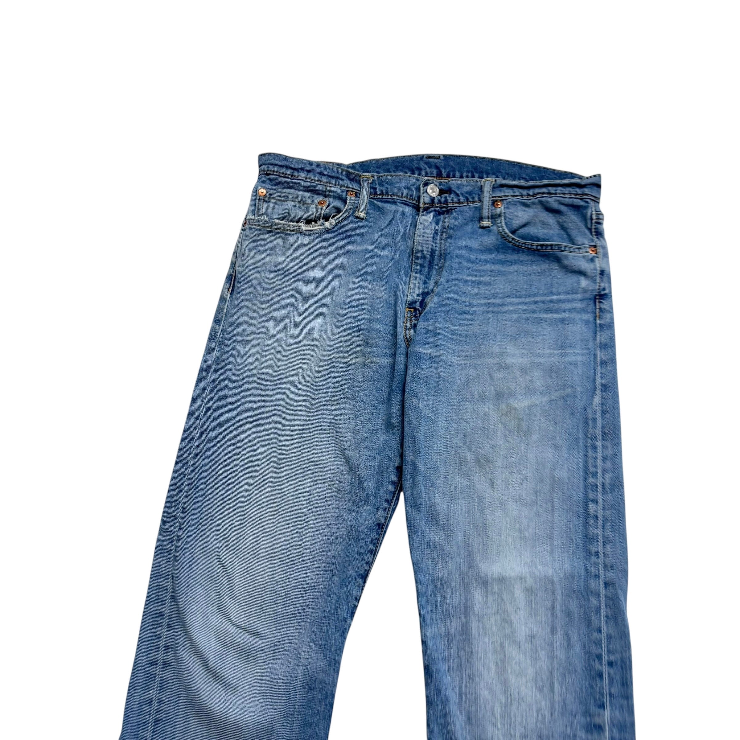 Levis 504 Jeans W34 L32 Mens Mid Blue Regular Straight Fit Stretch Denim (F)