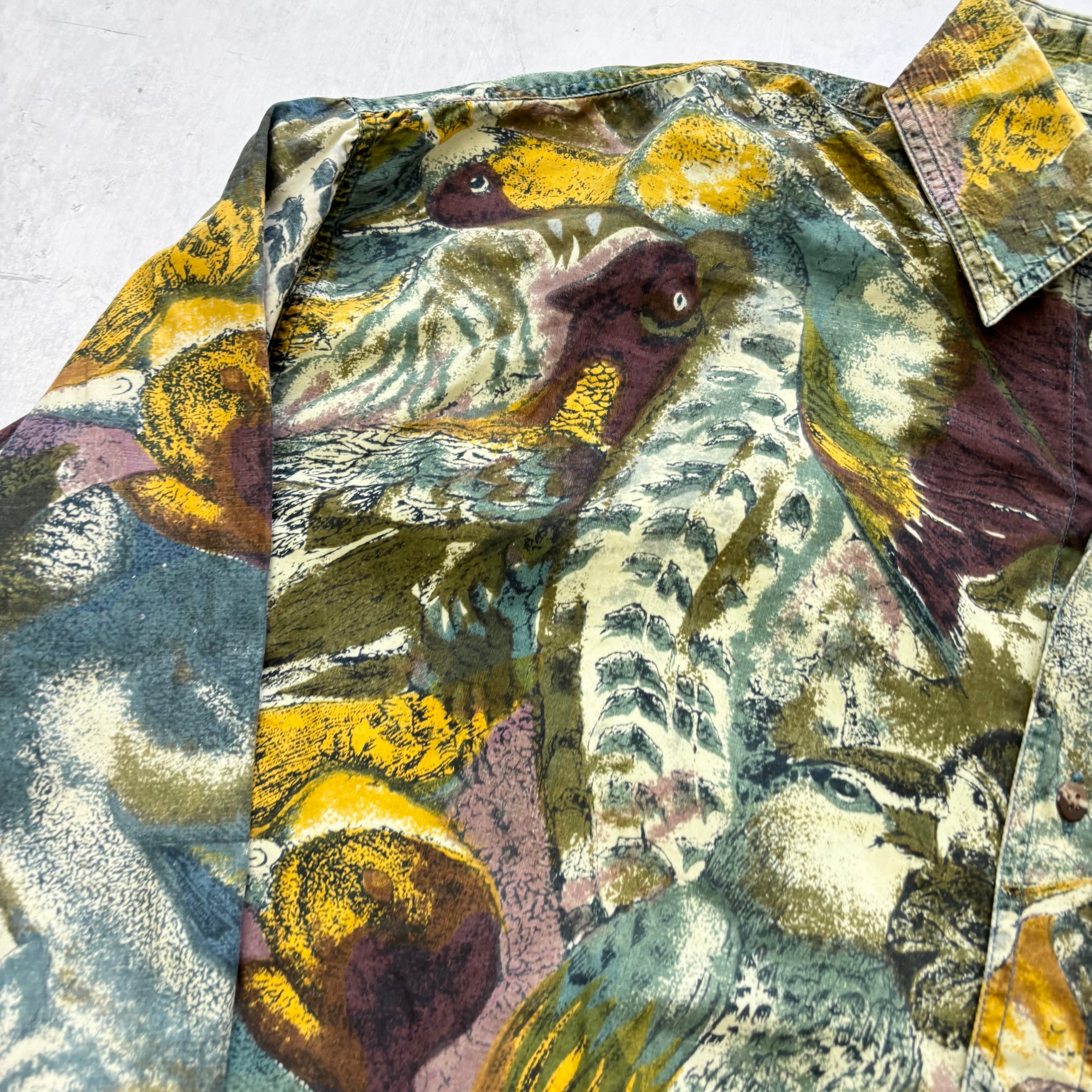 Vintage Shirt Mens XL Multicoloured Long Sleeve Pattern Art Abstract (E)