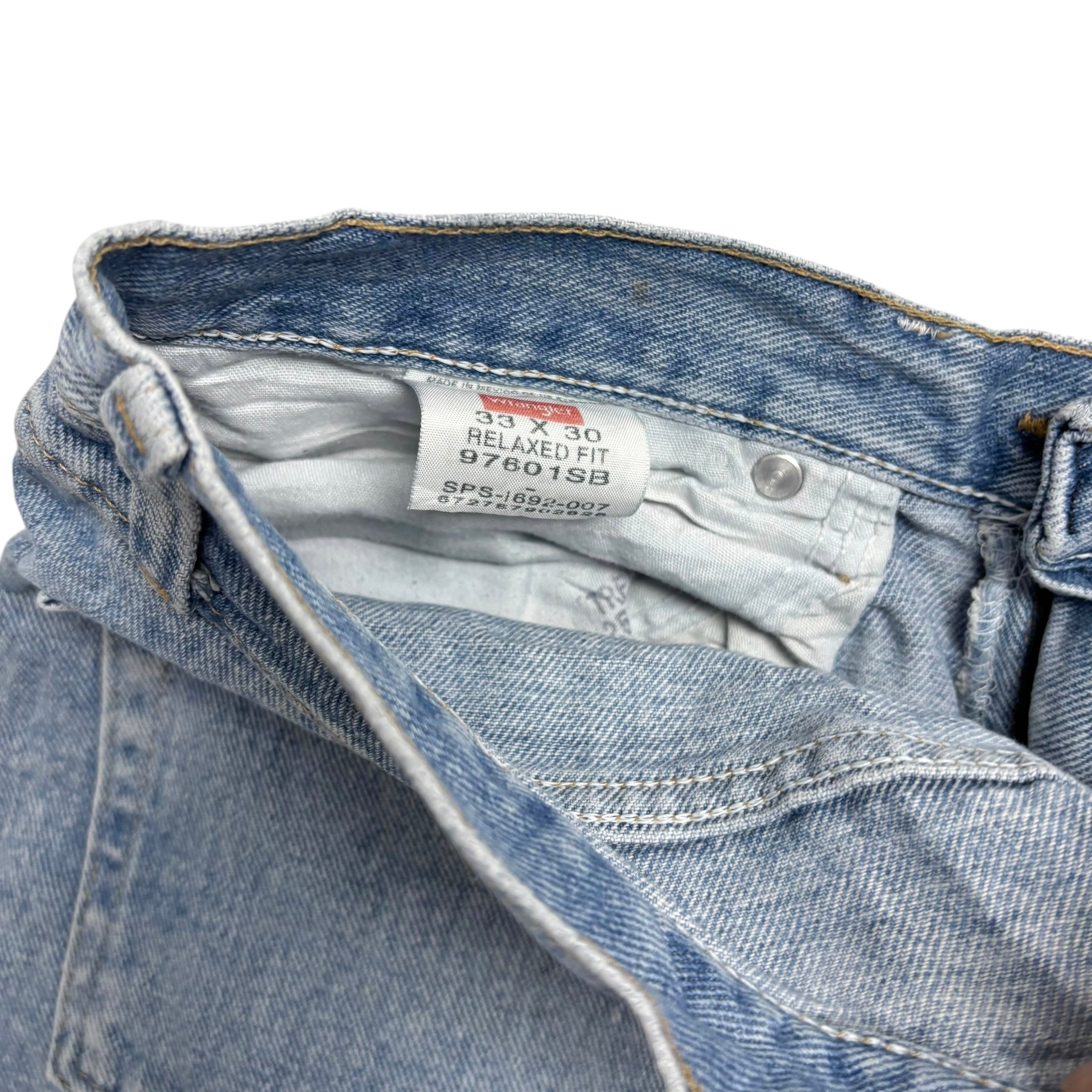 Wrangler Jeans W33 L30 Mens Light Blue Baggy Relaxed Straight Fit Denim (F)