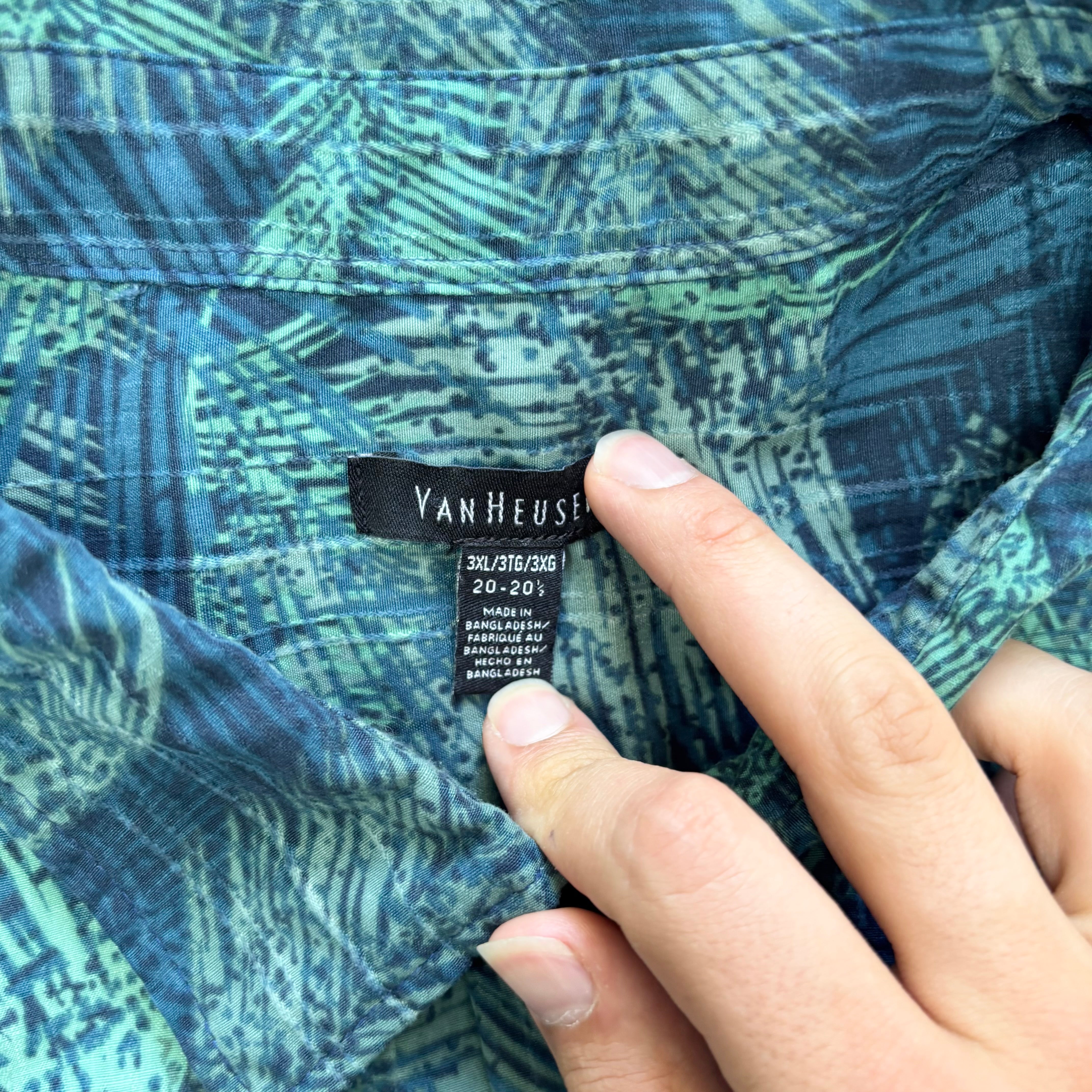 Hawaiian Shirt Mens 3XL Tall Blue Floral Aloha Short Sleeve Polyester (E)