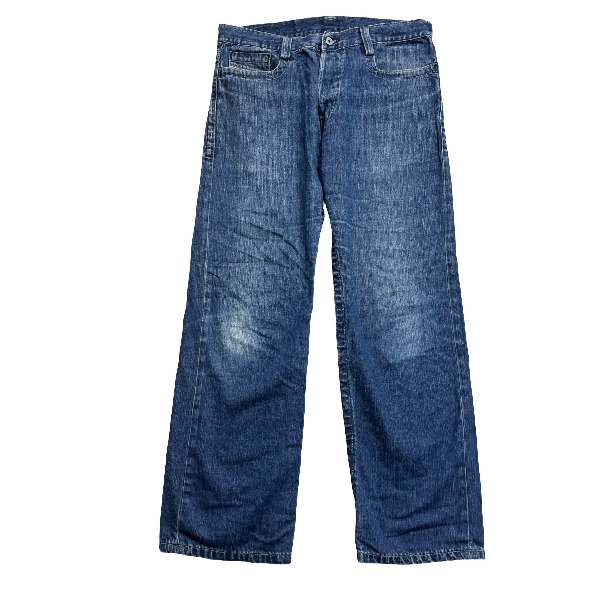 Diesel Rivec Jeans W34 L32 Mens Mid Blue Relaxed Baggy Fit Vintage (E)