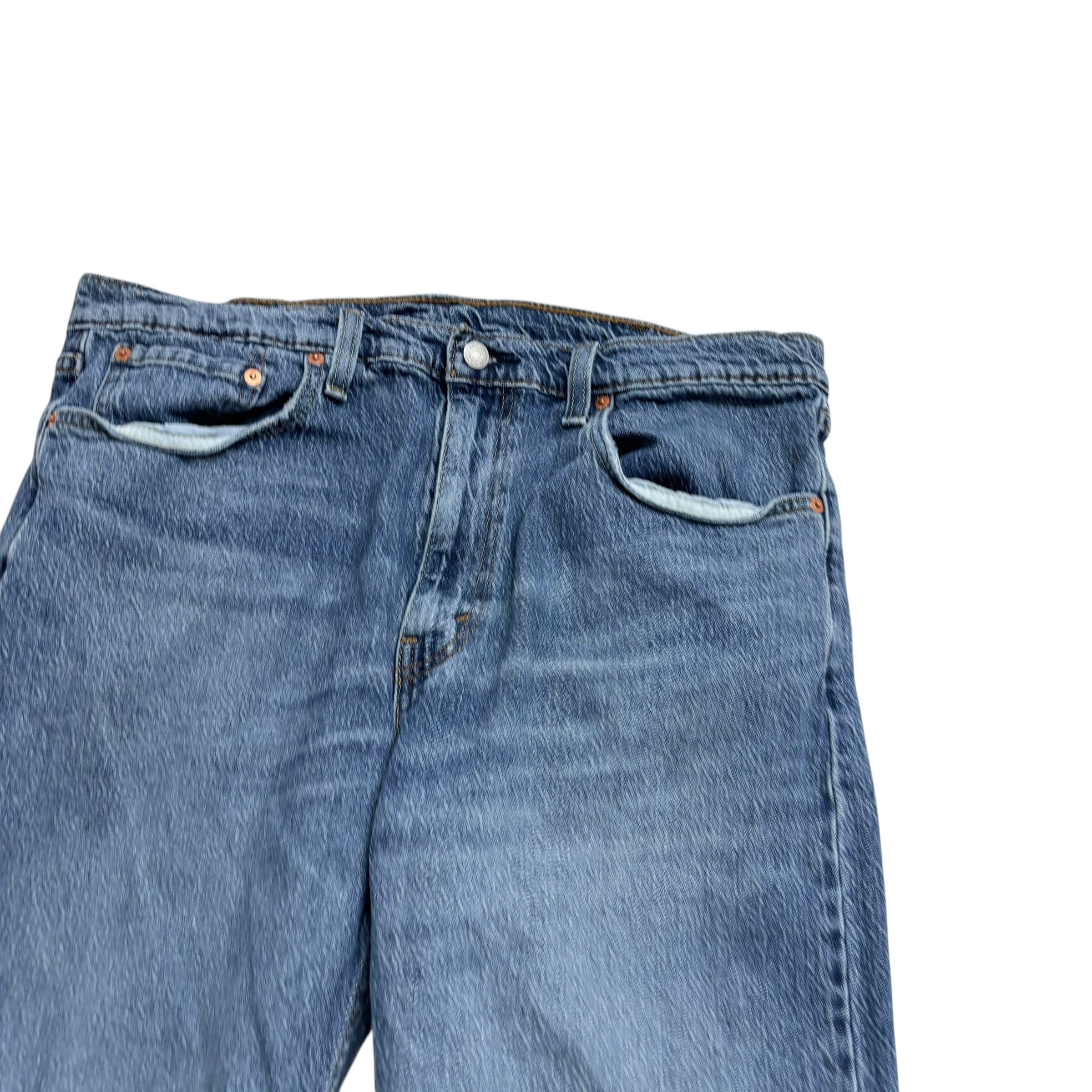 Levis 502 Jeans W38 L36 Mens Light Blue Regular Tapered Fit Stretch Distressed