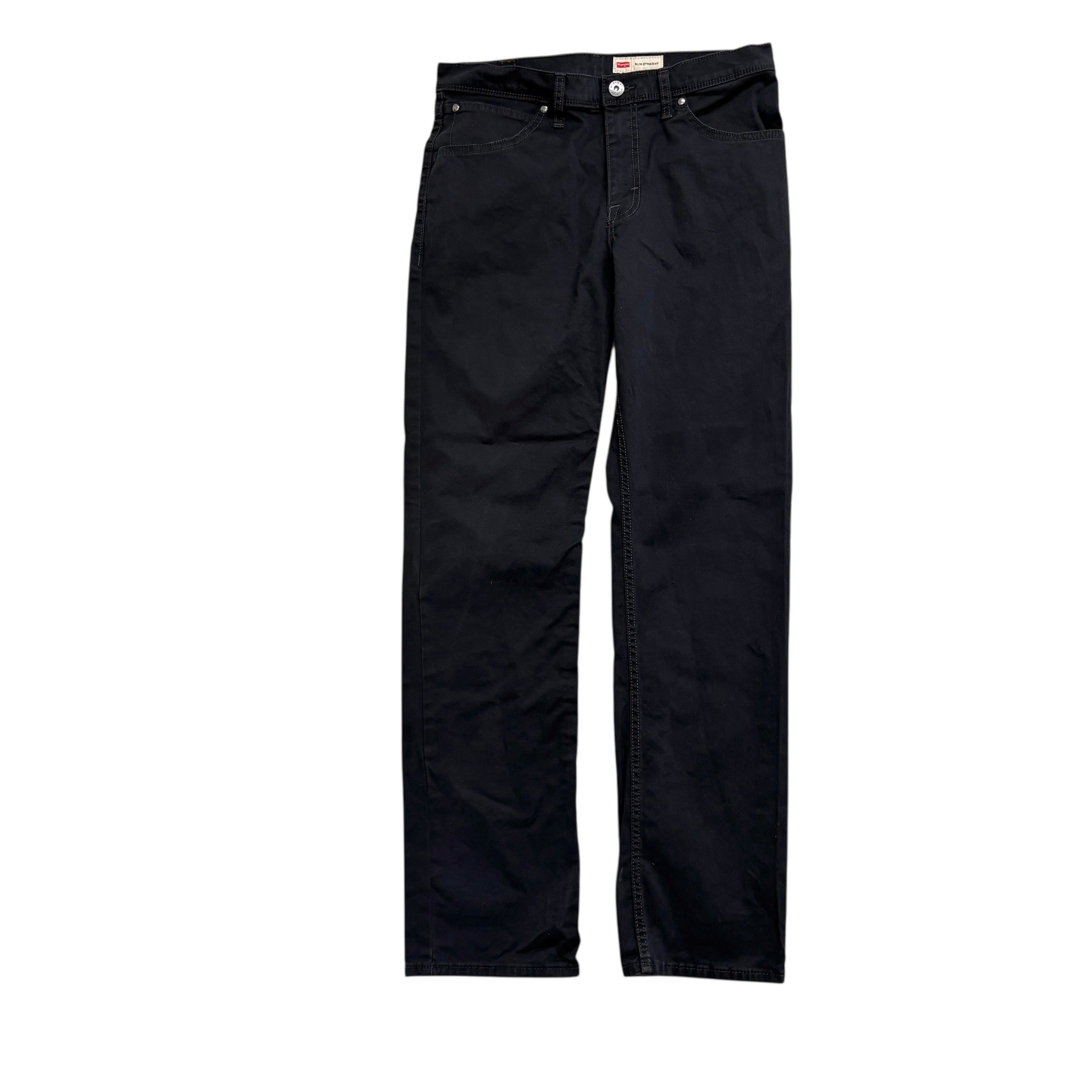 Wrangler Trousers W32 L32 Mens Black Regular Straight Fit Stretch Pants (E)