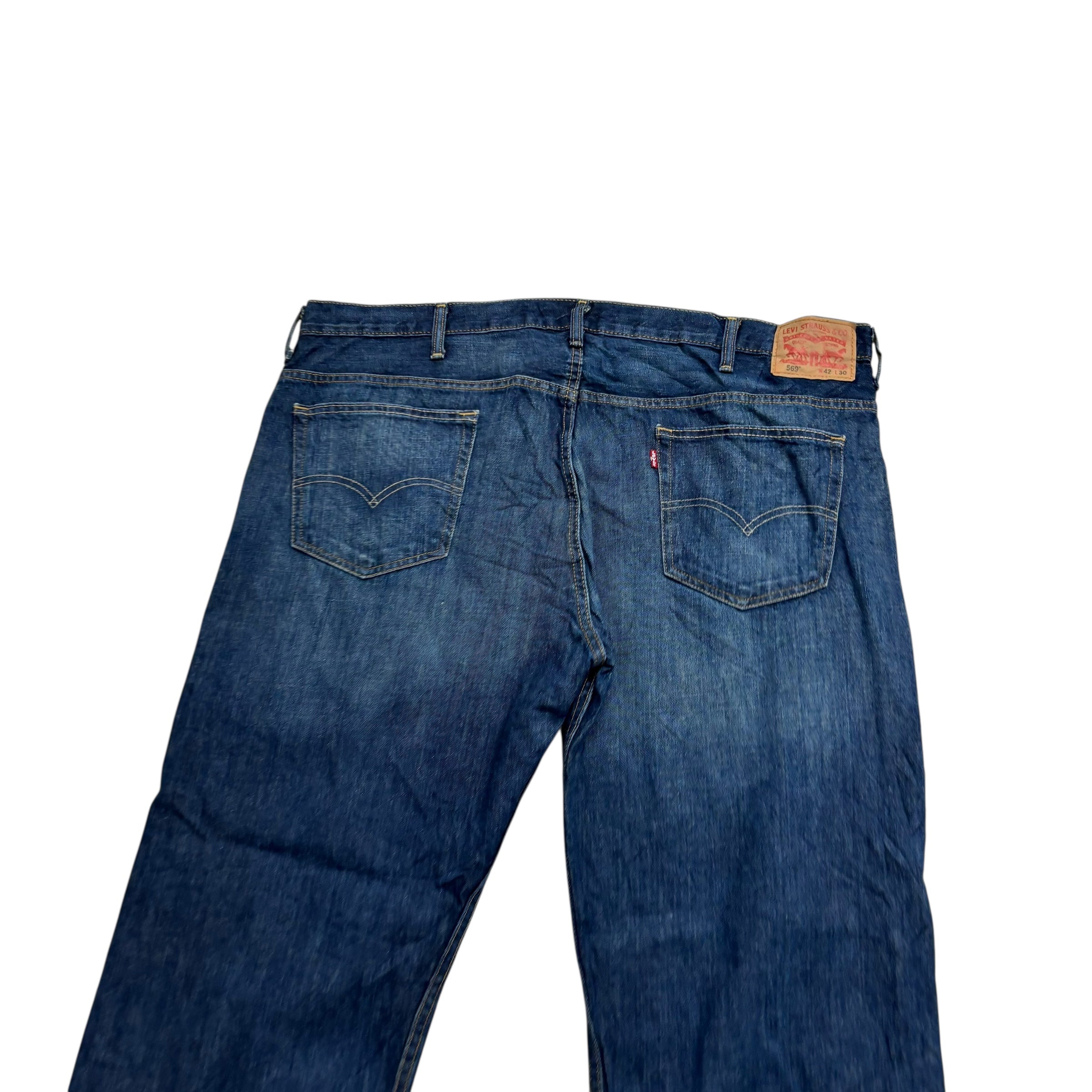 Levis 569 Jeans W42 L30 Mens Dark Blue Baggy Relaxed Straight Fit Vintage Denim