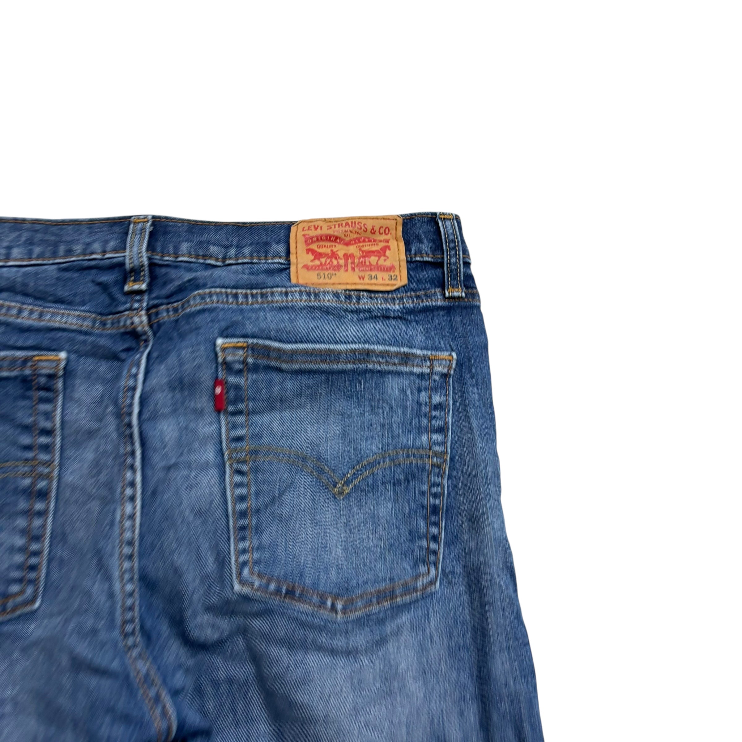 Levis 510 Jeans W34 L32 Mens Mid Blue Skinny Fit Stretch Denim