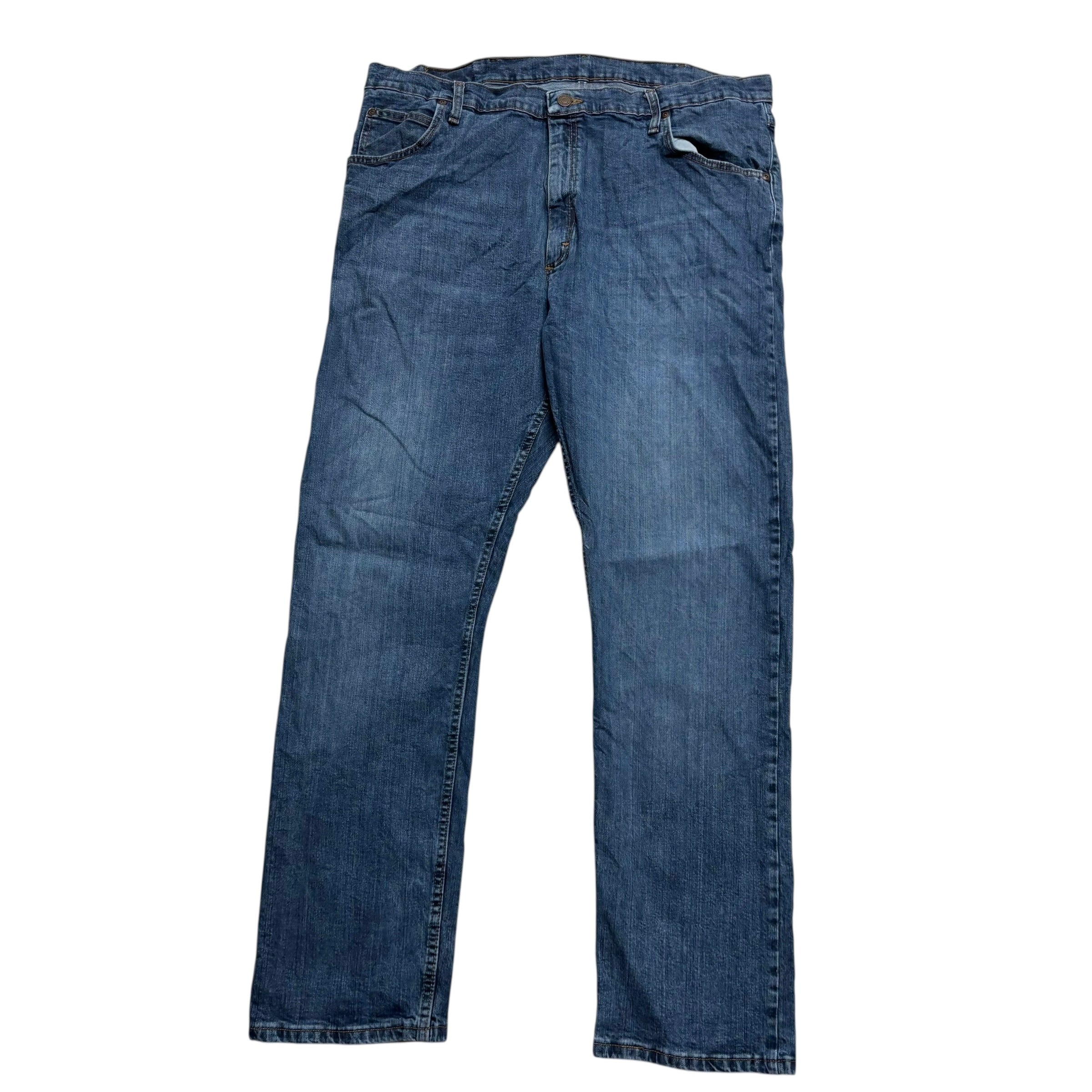 Wrangler Jeans W40 L32 Mens Mid Blue Slim Straight Fit Stretch Denim (E)