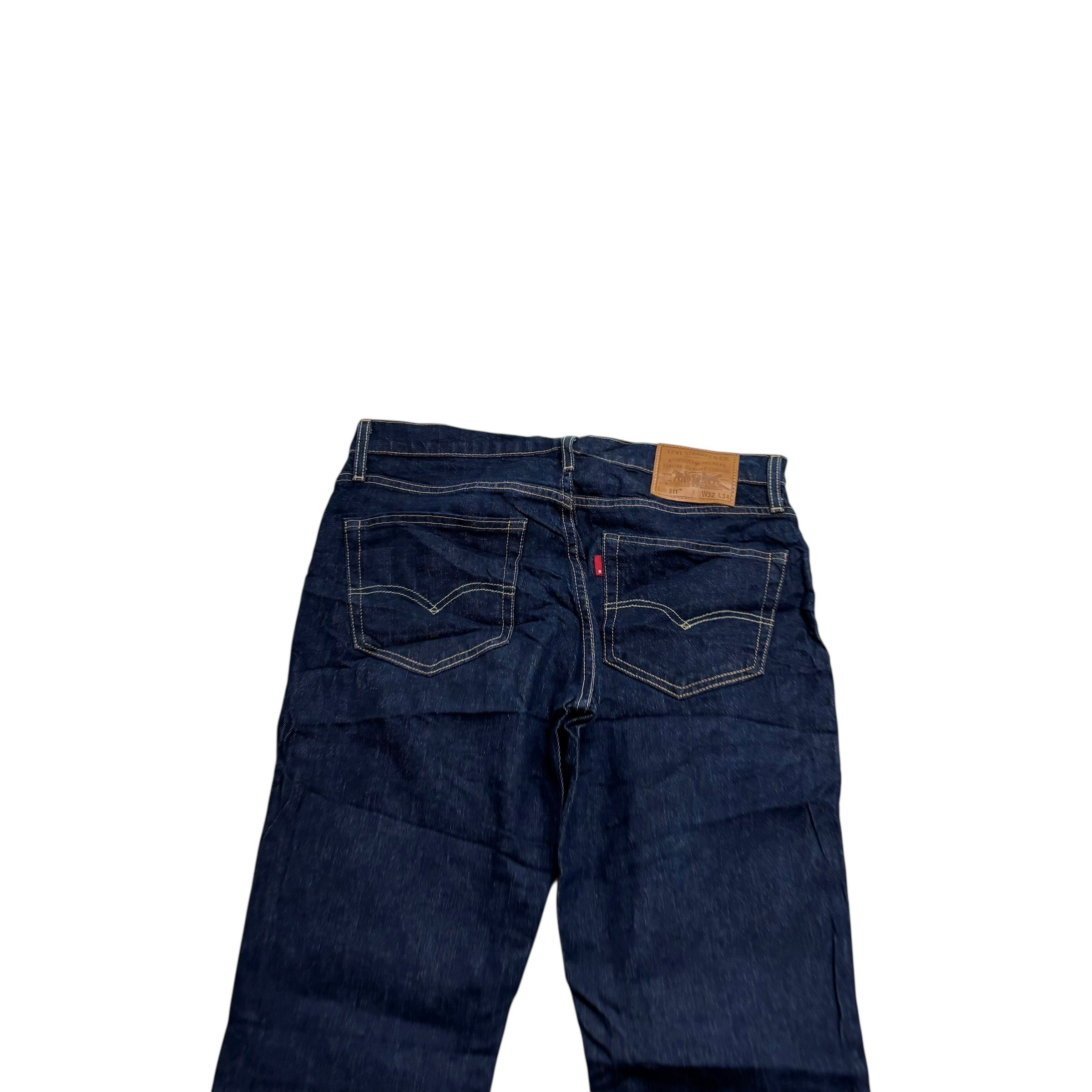 Levis 511 Jeans W32 L34 Mens Dark Blue Slim Fit Stretch Premium Denim (E)