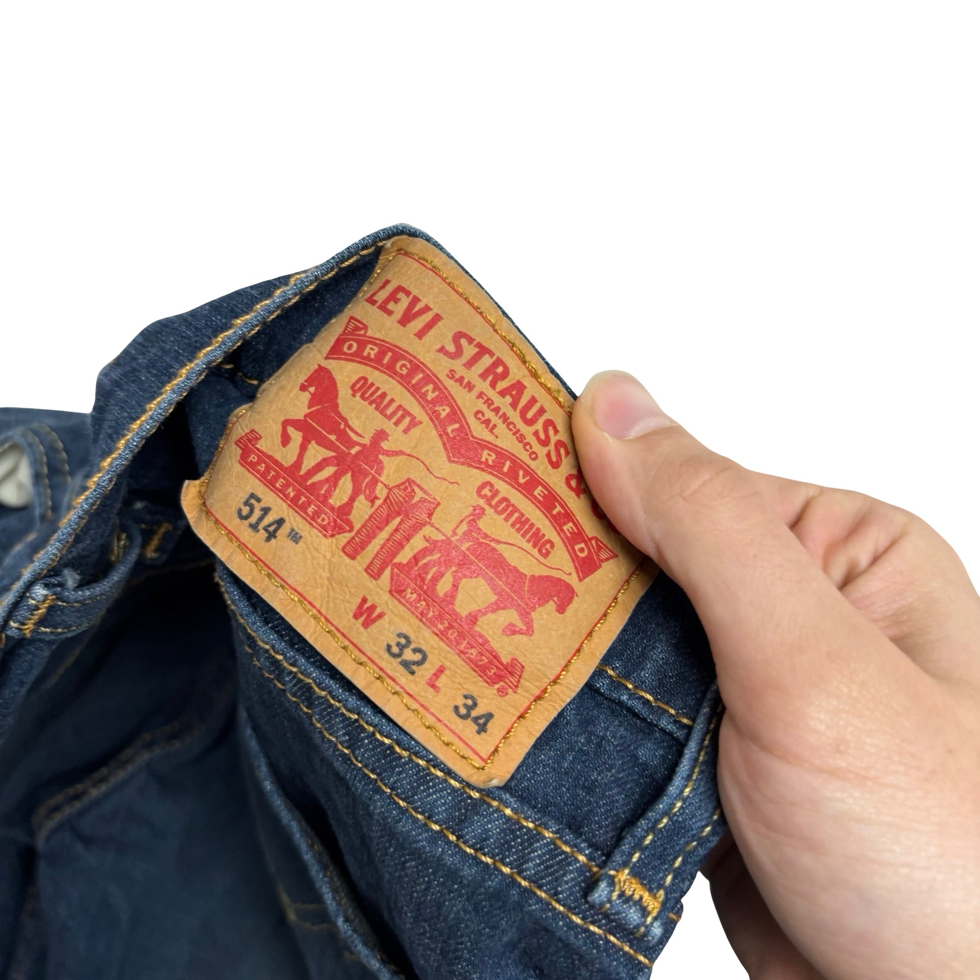 Levis 514 Jeans W32 L34 Mens Dark Blue Regular Straight Fit Stretch Denim (E)