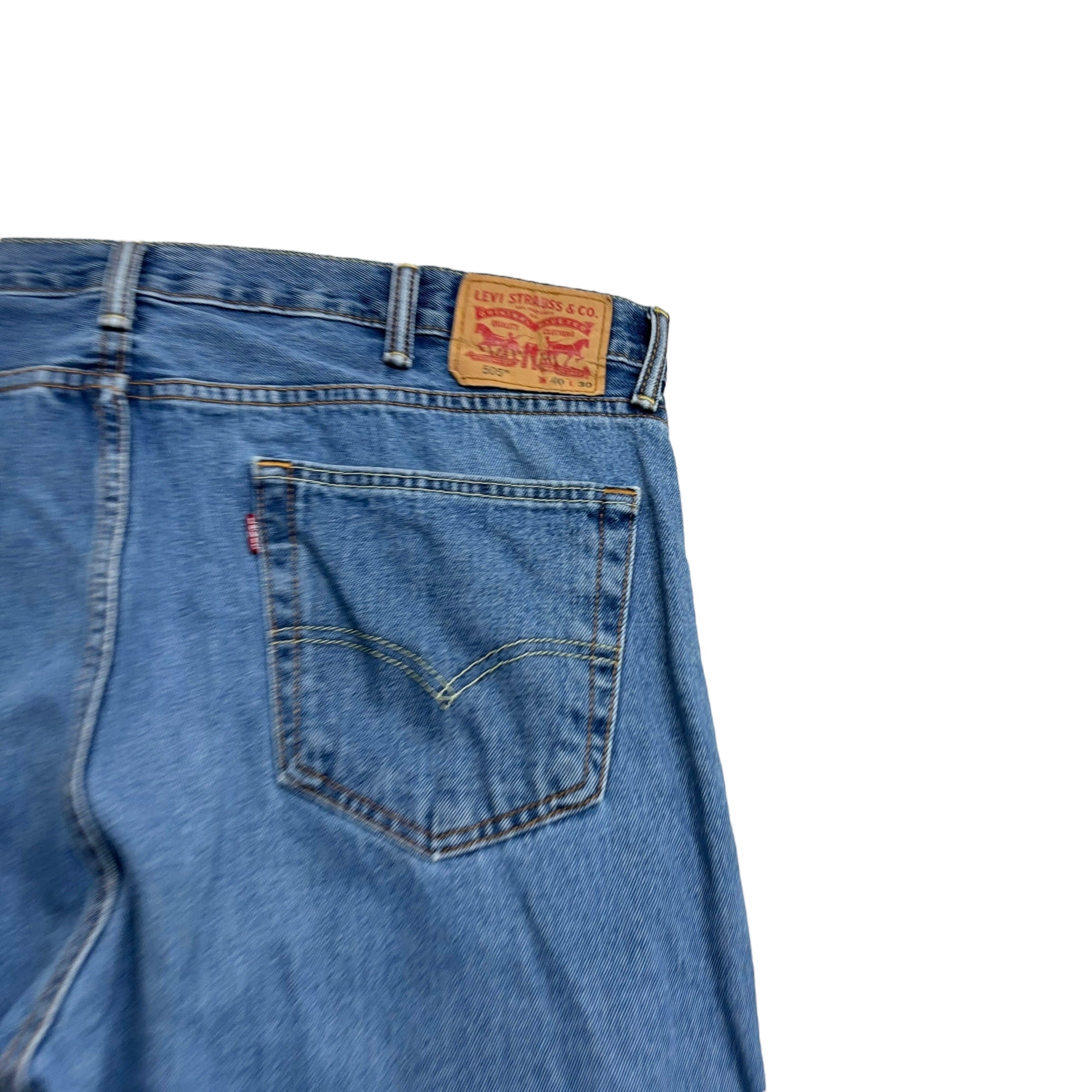 Levis 505 Jeans W40 L30 Mens Light Blue Regular Straight Fit Denim