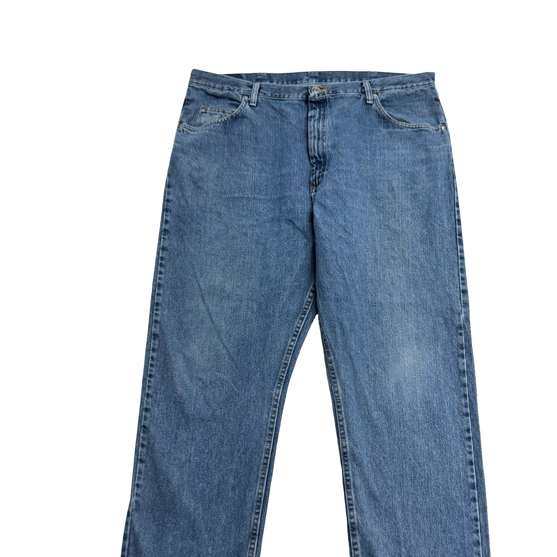 Wrangler Jeans W42 L32 Mens Mid Blue Relaxed Straight Fit Denim (E)