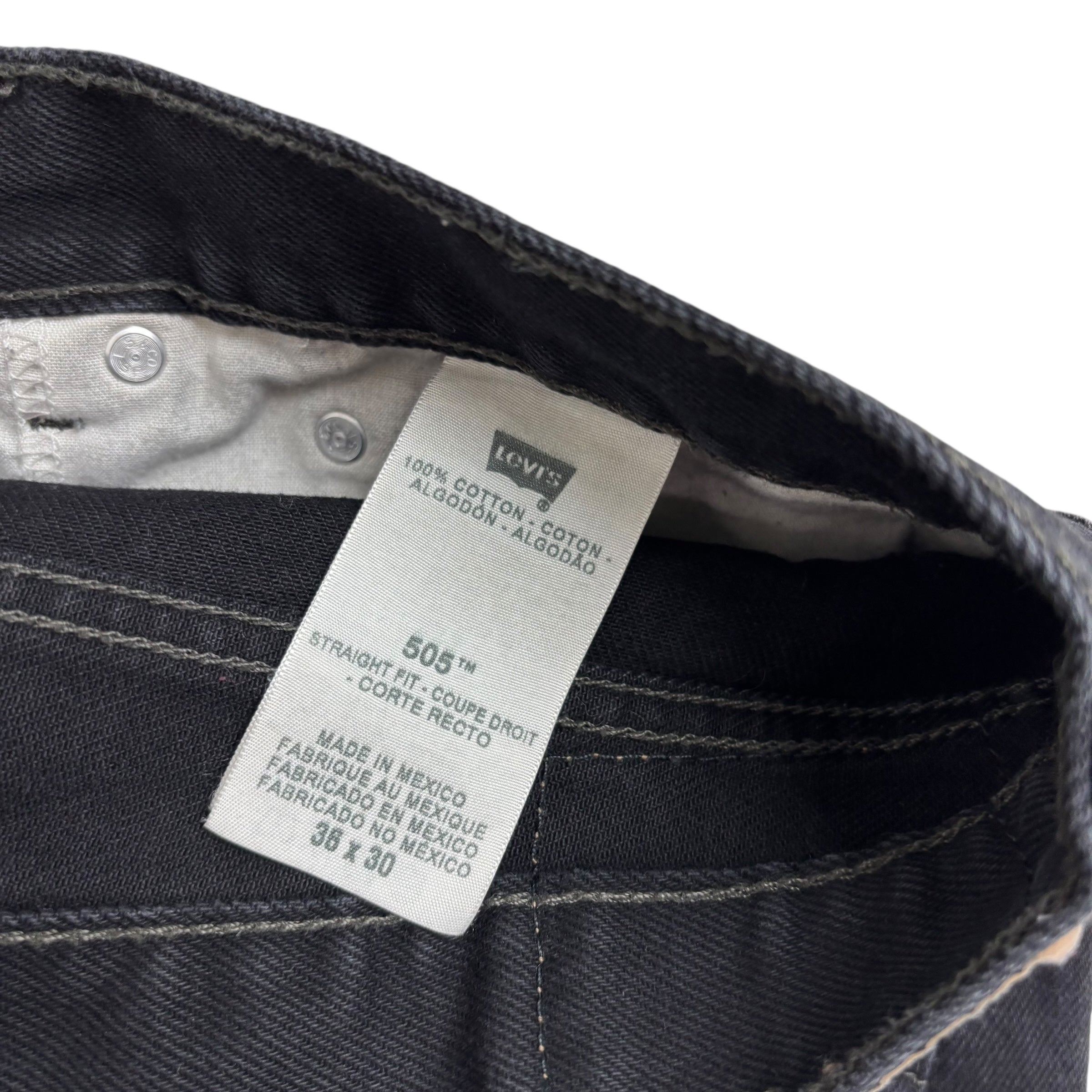 Levis 505 Jeans W36 L30 Mens Black Regular Straight Fit Vintage Denim (E)