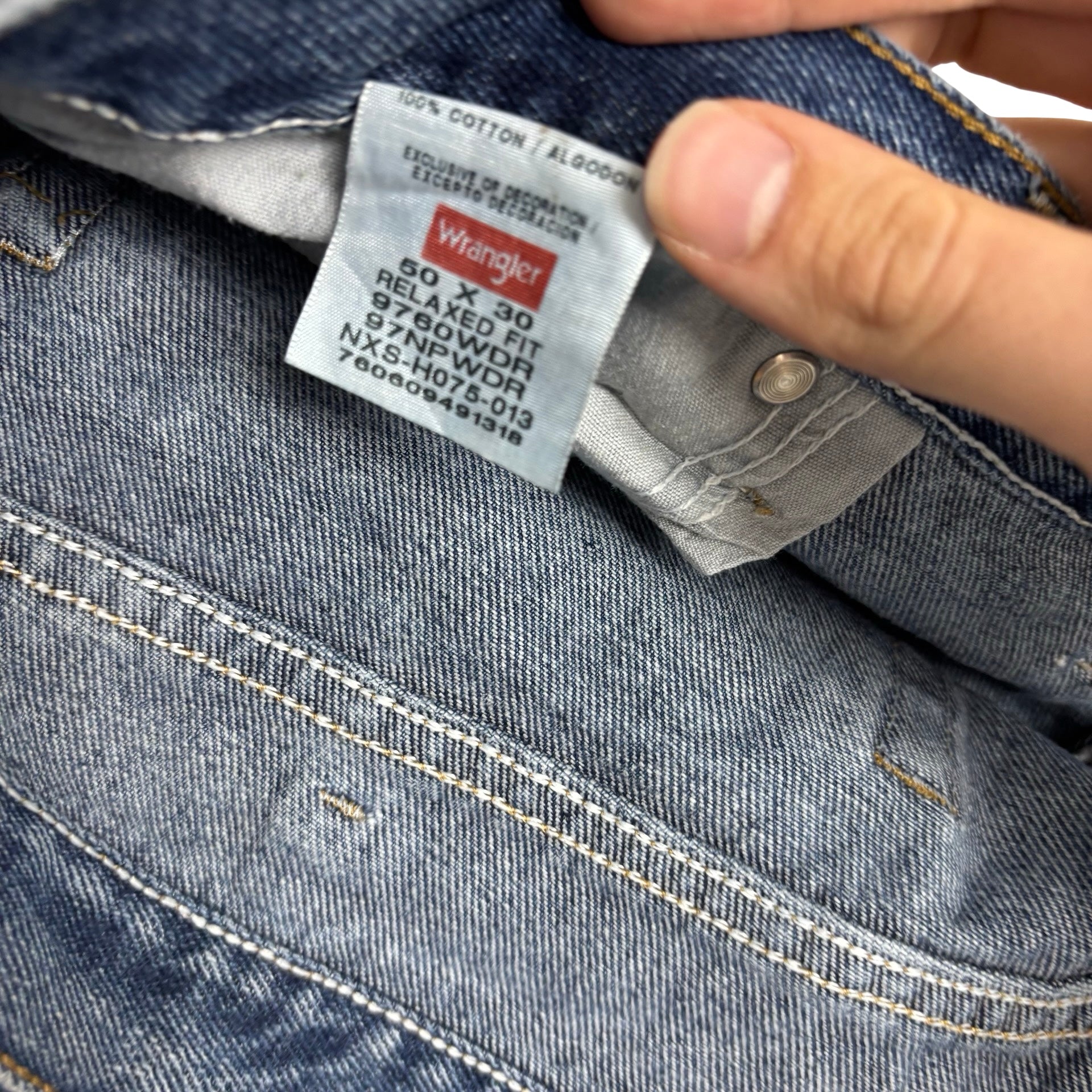 Wrangler Jeans W48 L30 Mens Mid Blue Relaxed Straight Fit Denim