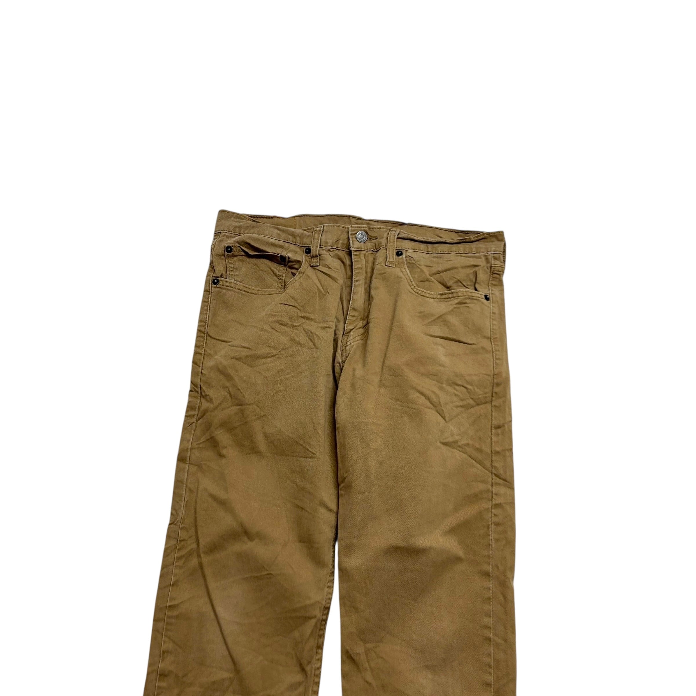 Levis 502 Trousers W32 L28 Mens Beige Regular Tapered Fit Stretch Pants (E)