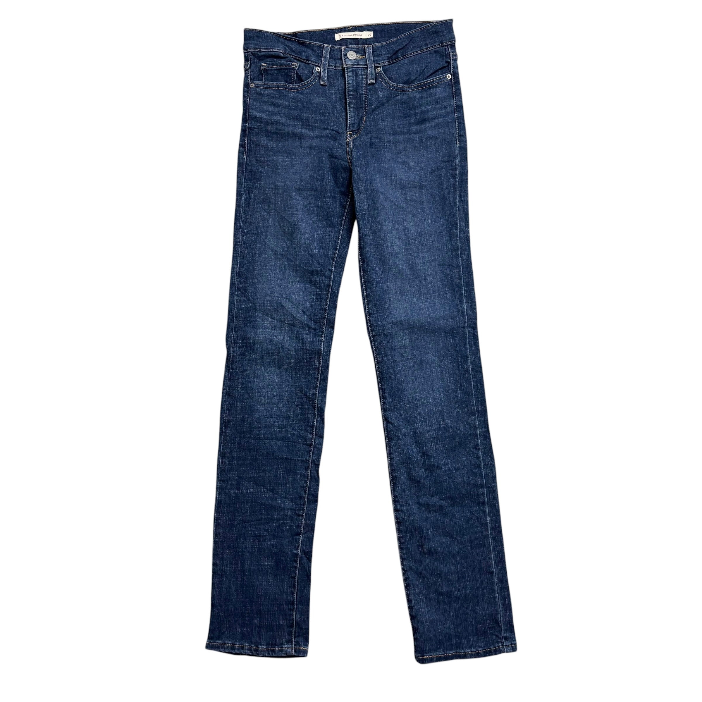 Levis 314 Jeans W27 L32 Womens Mid Blue Shaping Straight Fit Stretch Denim
