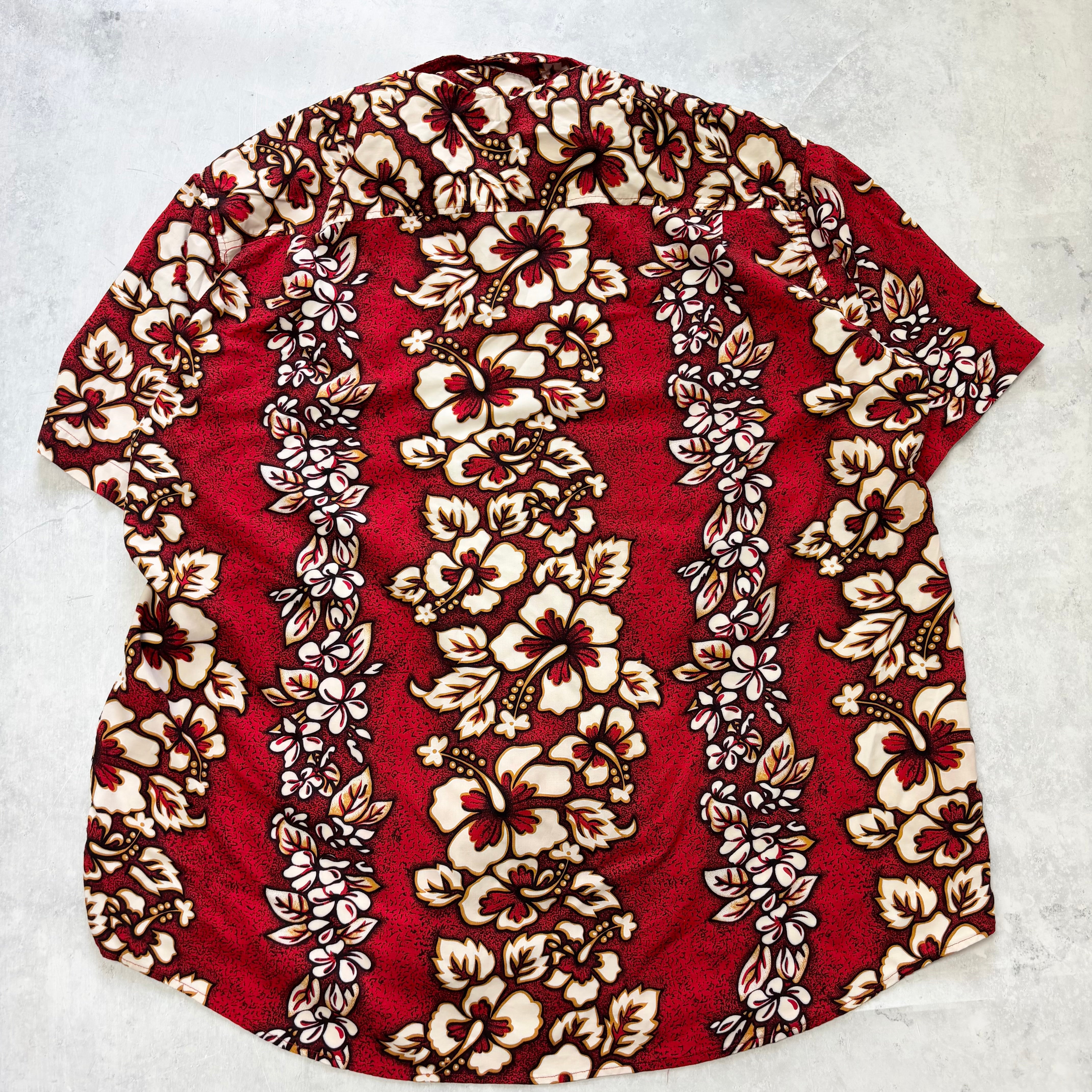 Hawaiian Shirt Mens 4XL Red Floral Aloha Short Sleeve Flowers (E)