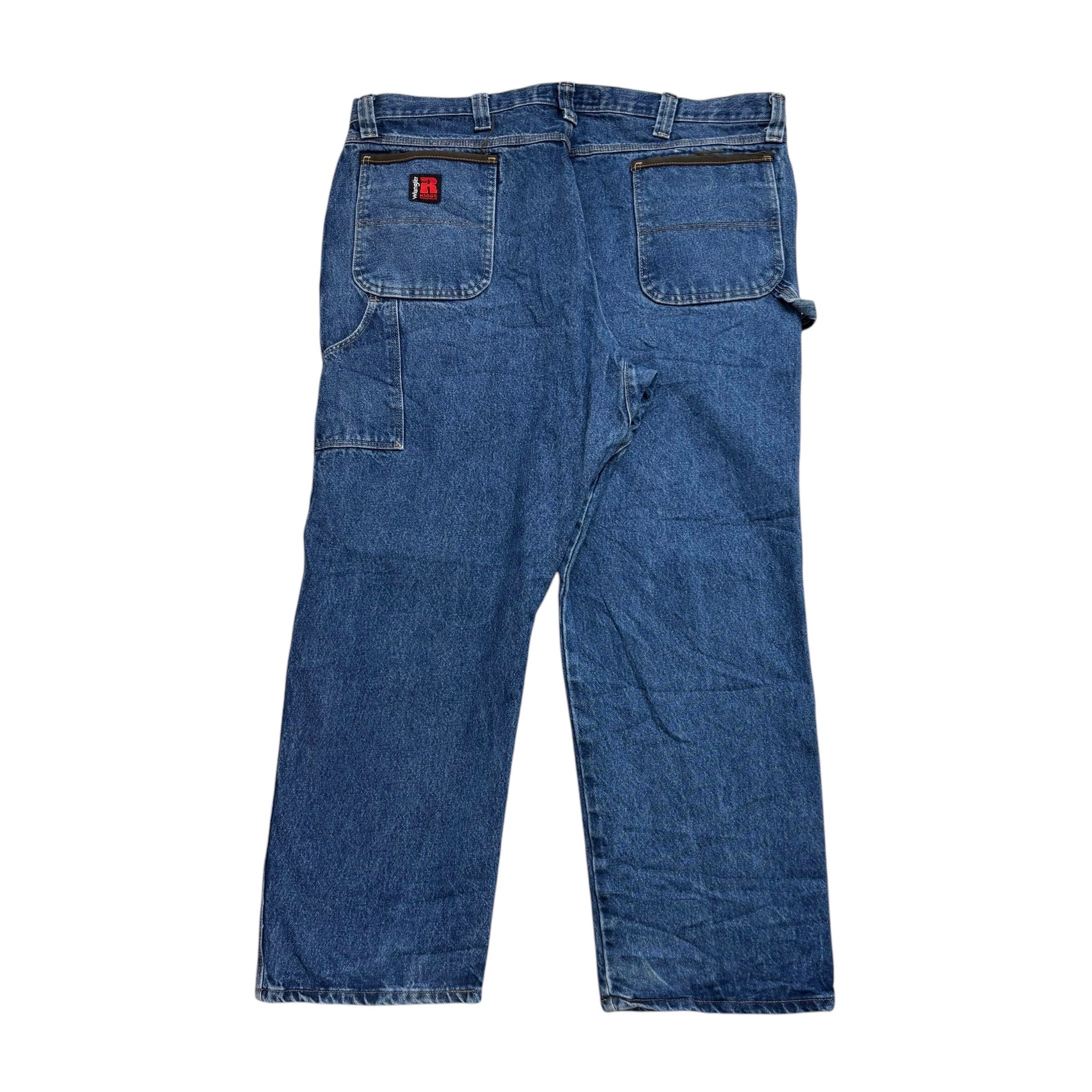Wrangler Carpenter Jeans W42 L30 Mens Mid Blue Baggy Relaxed Straight Fit Denim