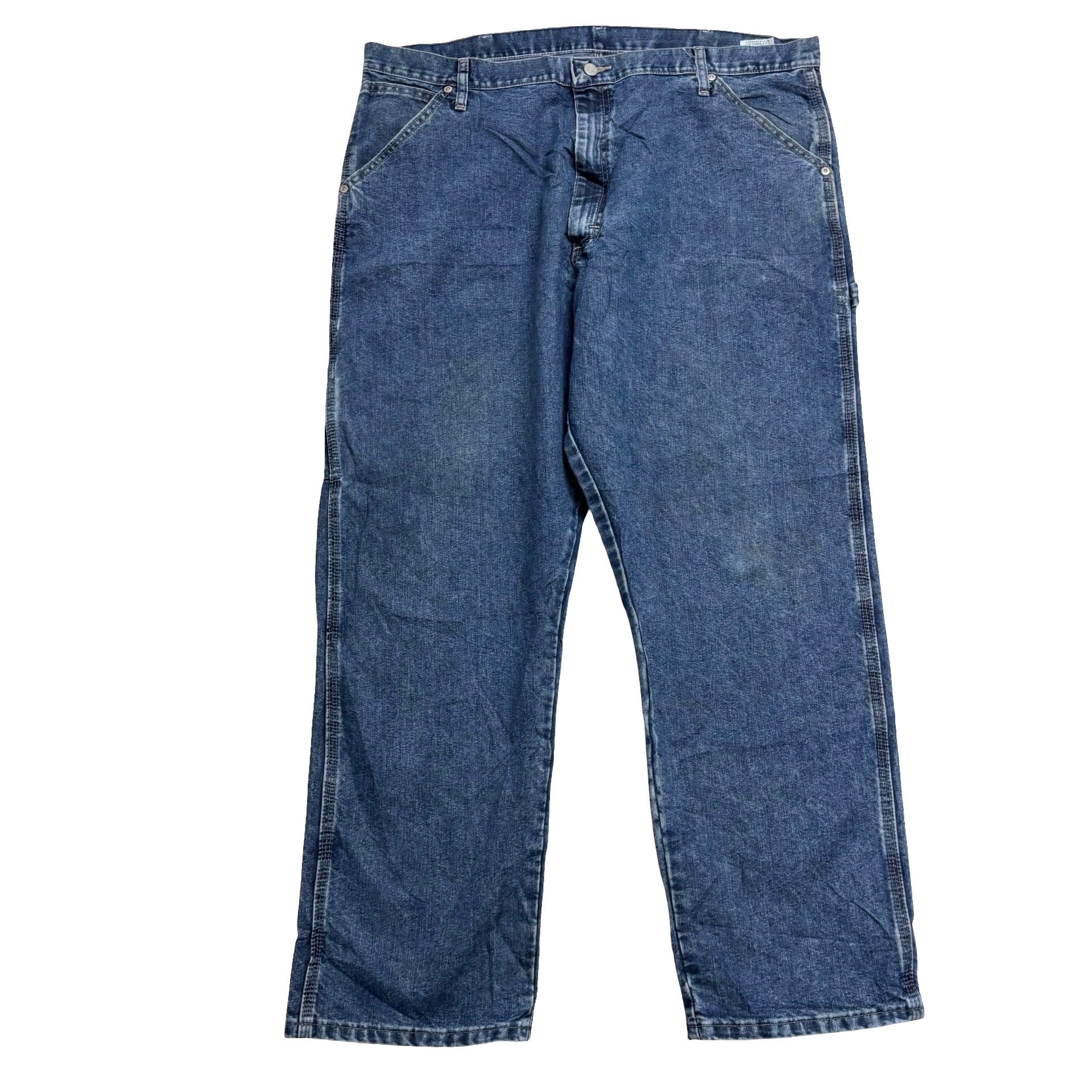 Wrangler Carpenter Jeans W40 L30 Mens Mid Blue Relaxed Straight Fit Denim