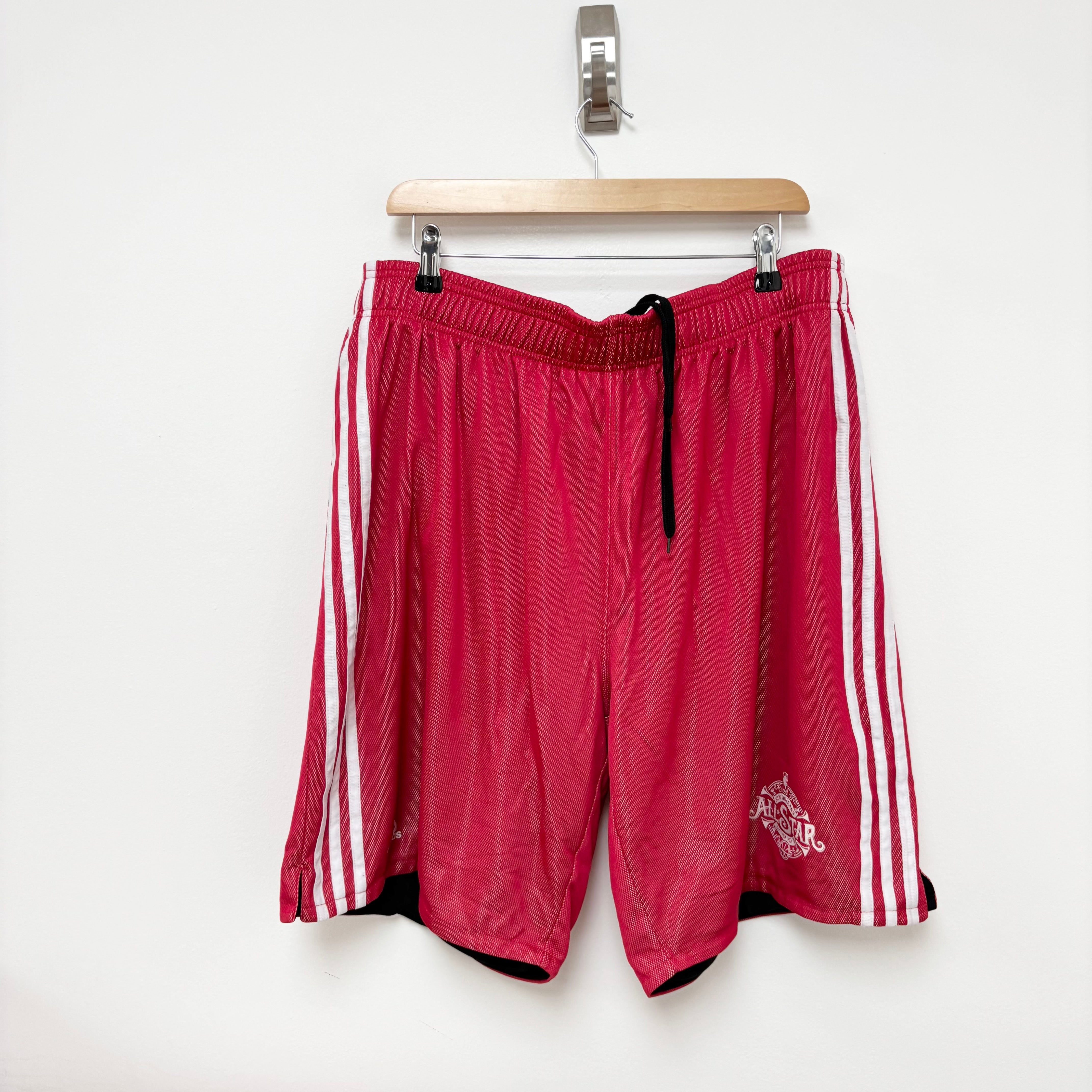 Adidas Shorts Mens XL Red Sports Basketball Gym Athletic NBA Vintage (E)