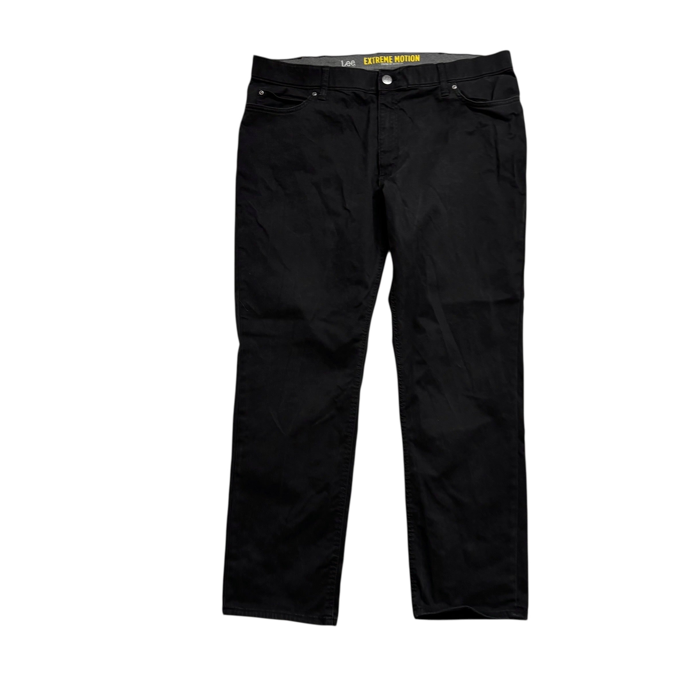 Lee Trousers W42 L30 Mens Black Regular Tapered Fit Stretch Pants (E)
