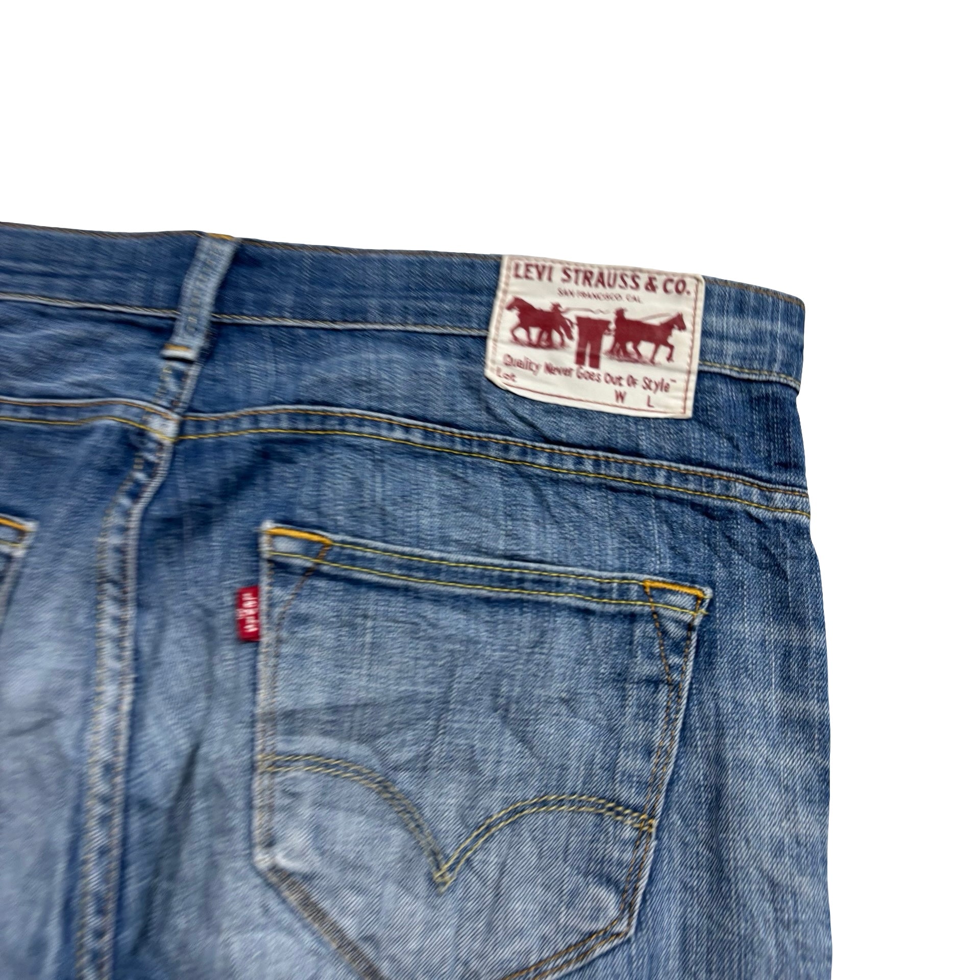 Levis 506 Jeans W34 L30 Mens Mid Blue Relaxed Straight Fit Stretch Denim (E)