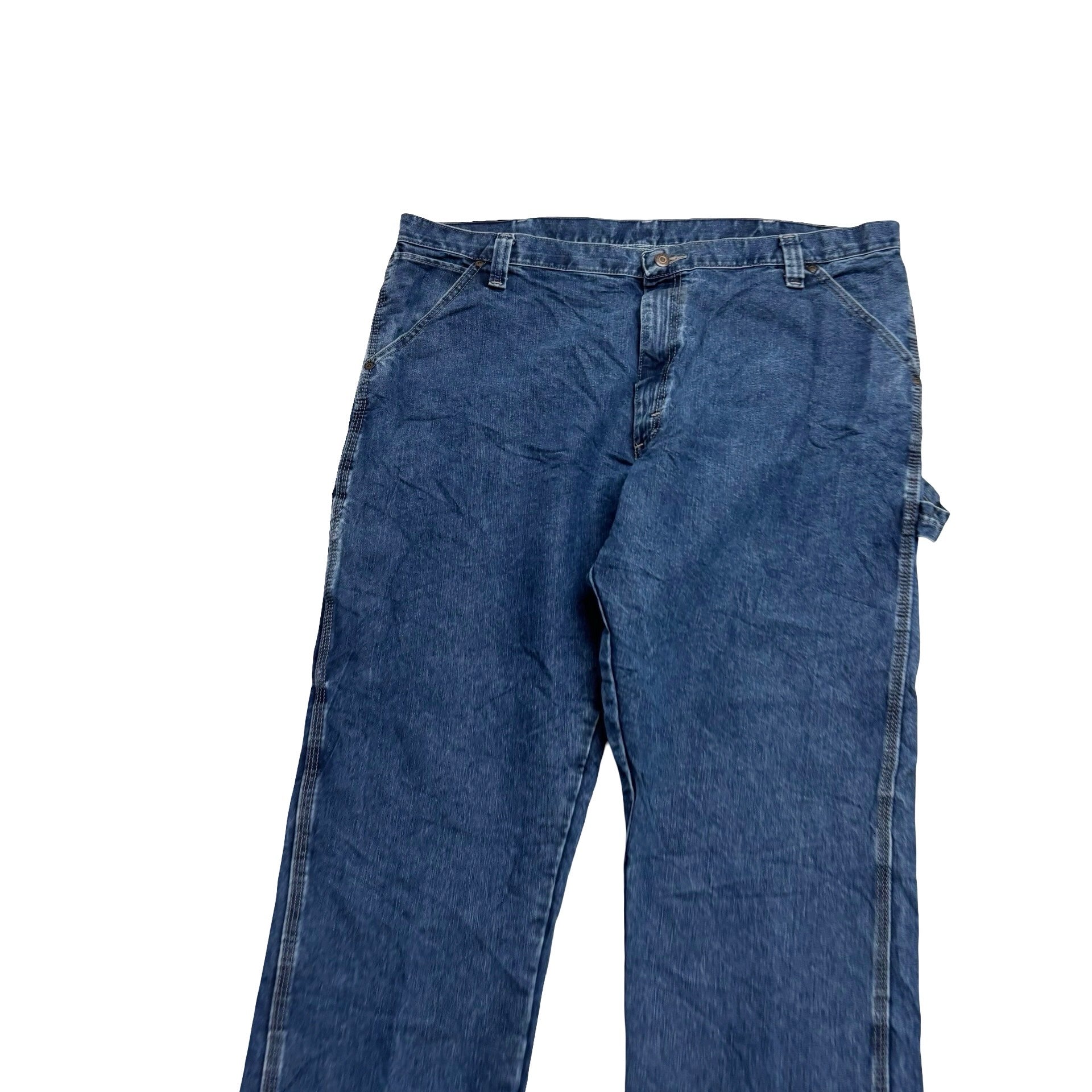 Wrangler Carpenter Jeans W42 L30 Mens Dark Blue Relaxed Straight Fit Denim