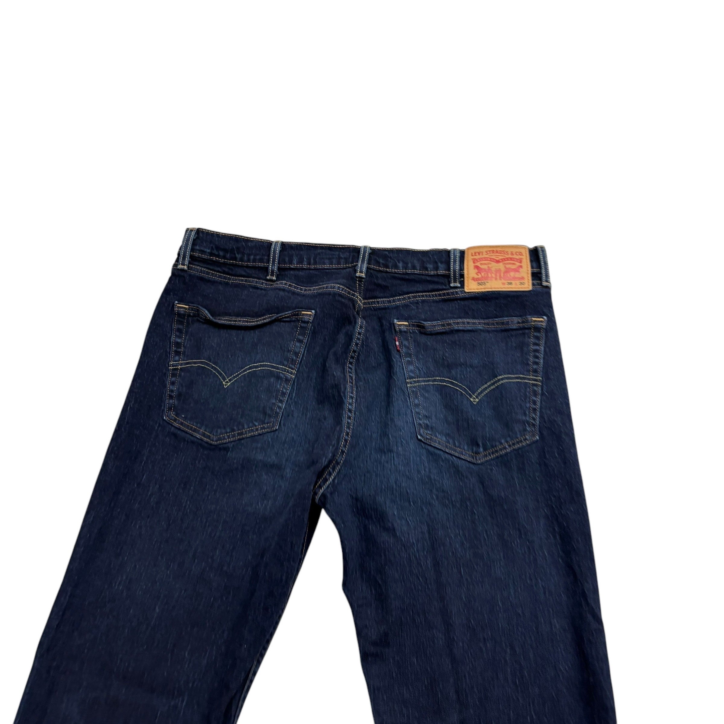 Levis 505 Jeans W38 L30 Mens Dark Blue Regular Straight Fit Stretch Denim (E)