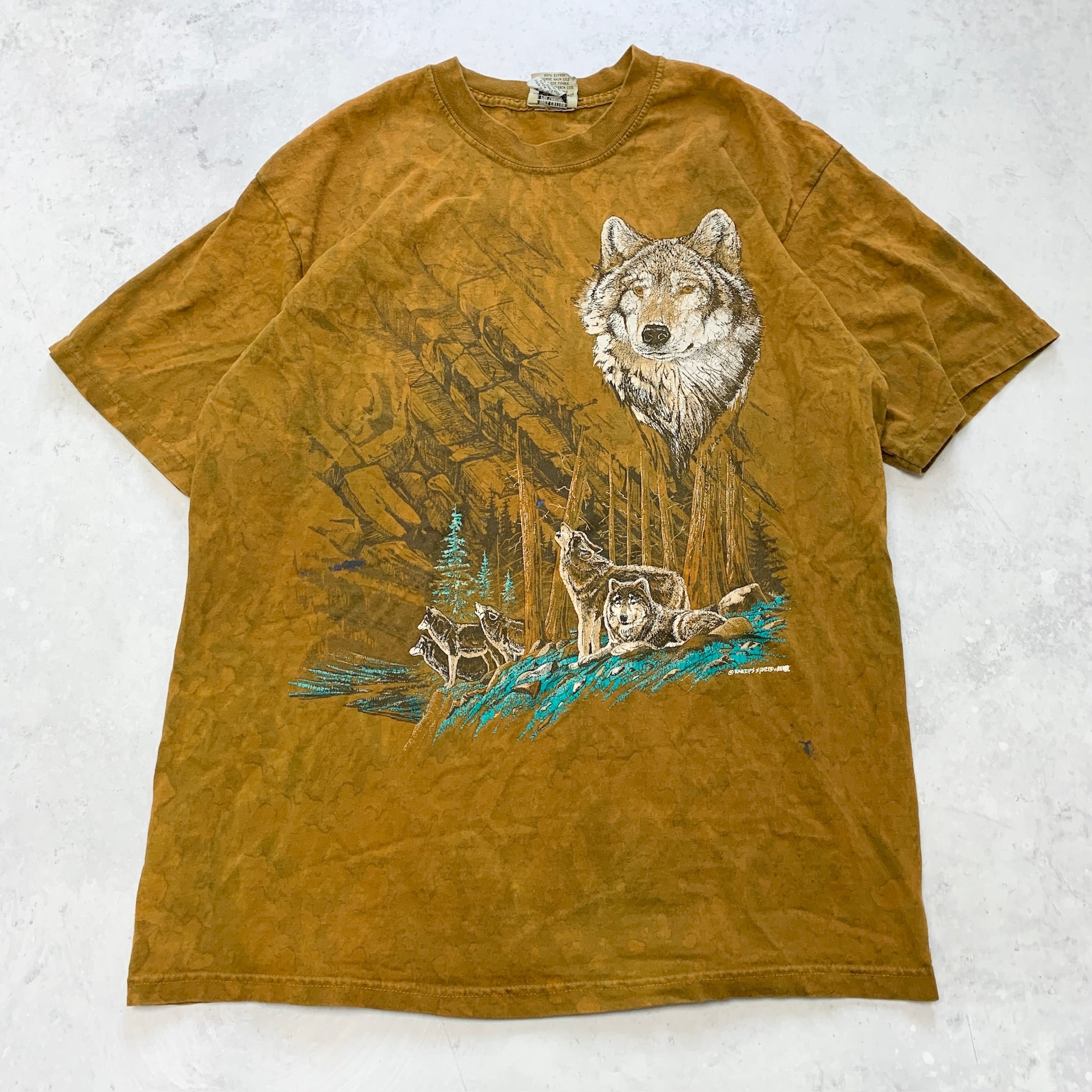 Vintage T Shirt Mens Large Tan Brown Graphic Print 00s Animal Nature