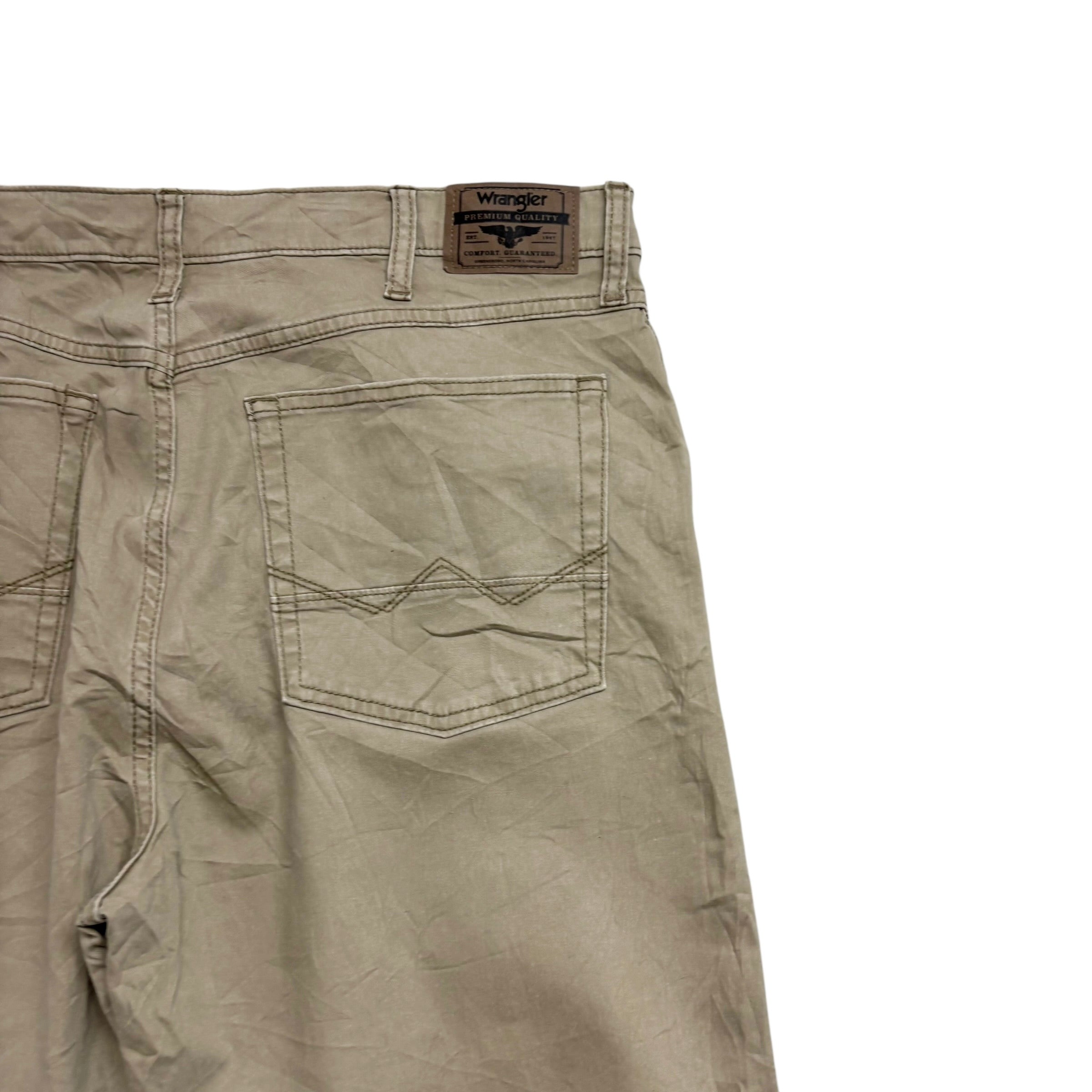 Wrangler Trousers W40 L32 Mens Beige Regular Straight Fit Stretch Pants