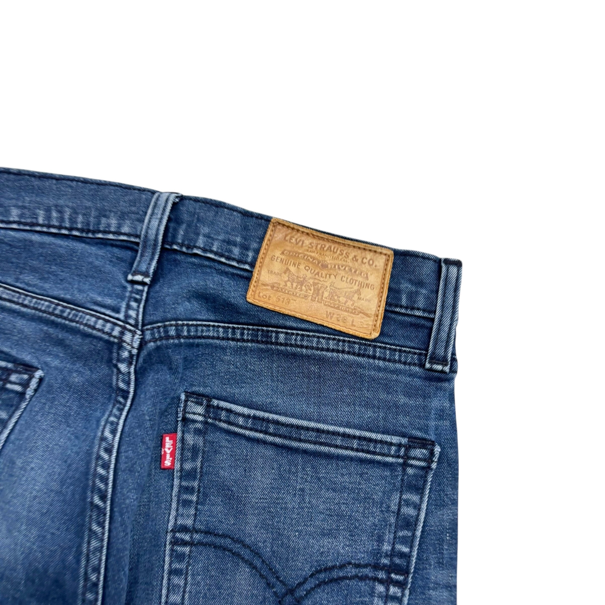 Levis 513 Jeans W28 L31 Mens Navy Blue Slim Straight Stretch Premium Denim (E)