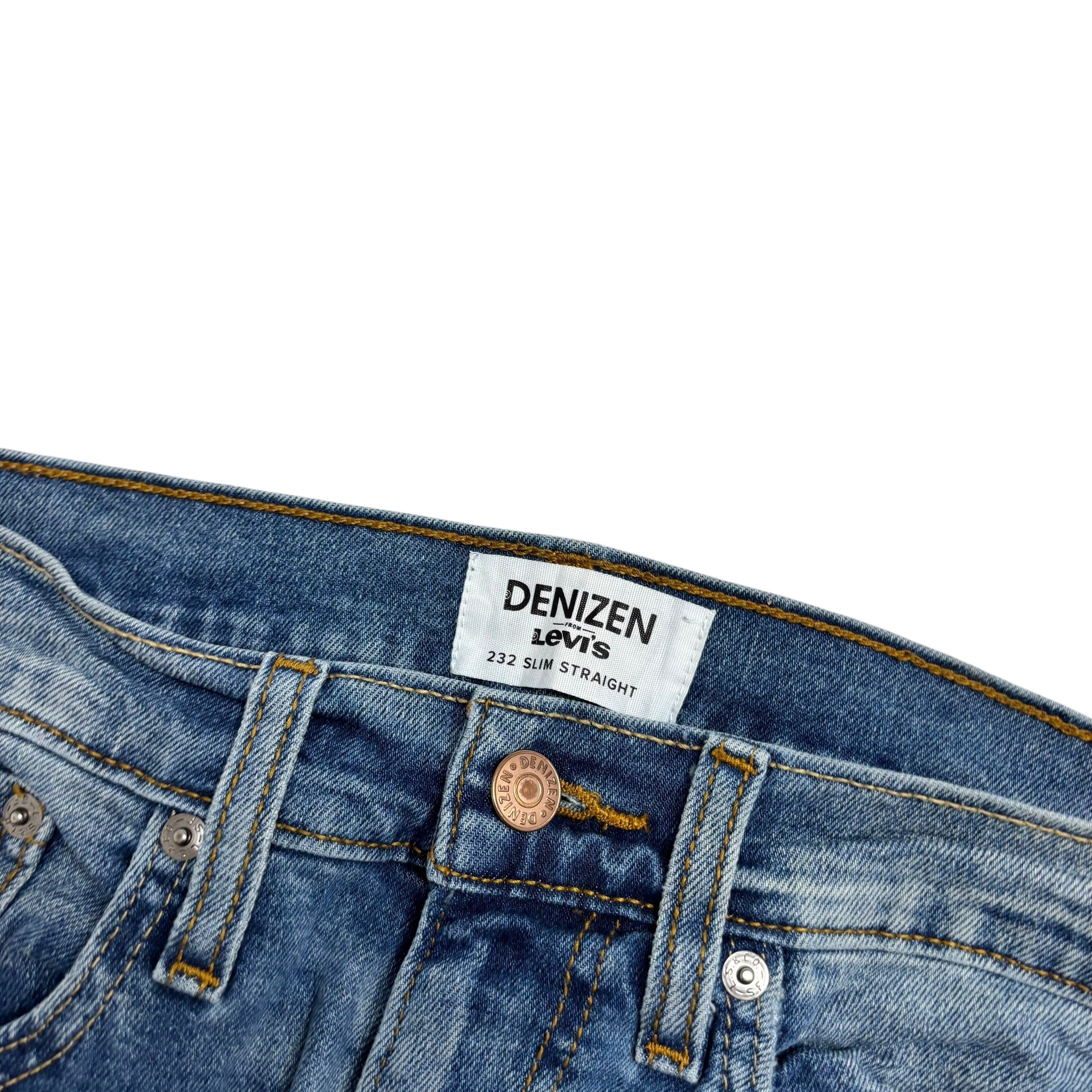 Levis Denizen Jeans W32 L32 Mens Mid Blue Slim Straight Fit Stretch (E)