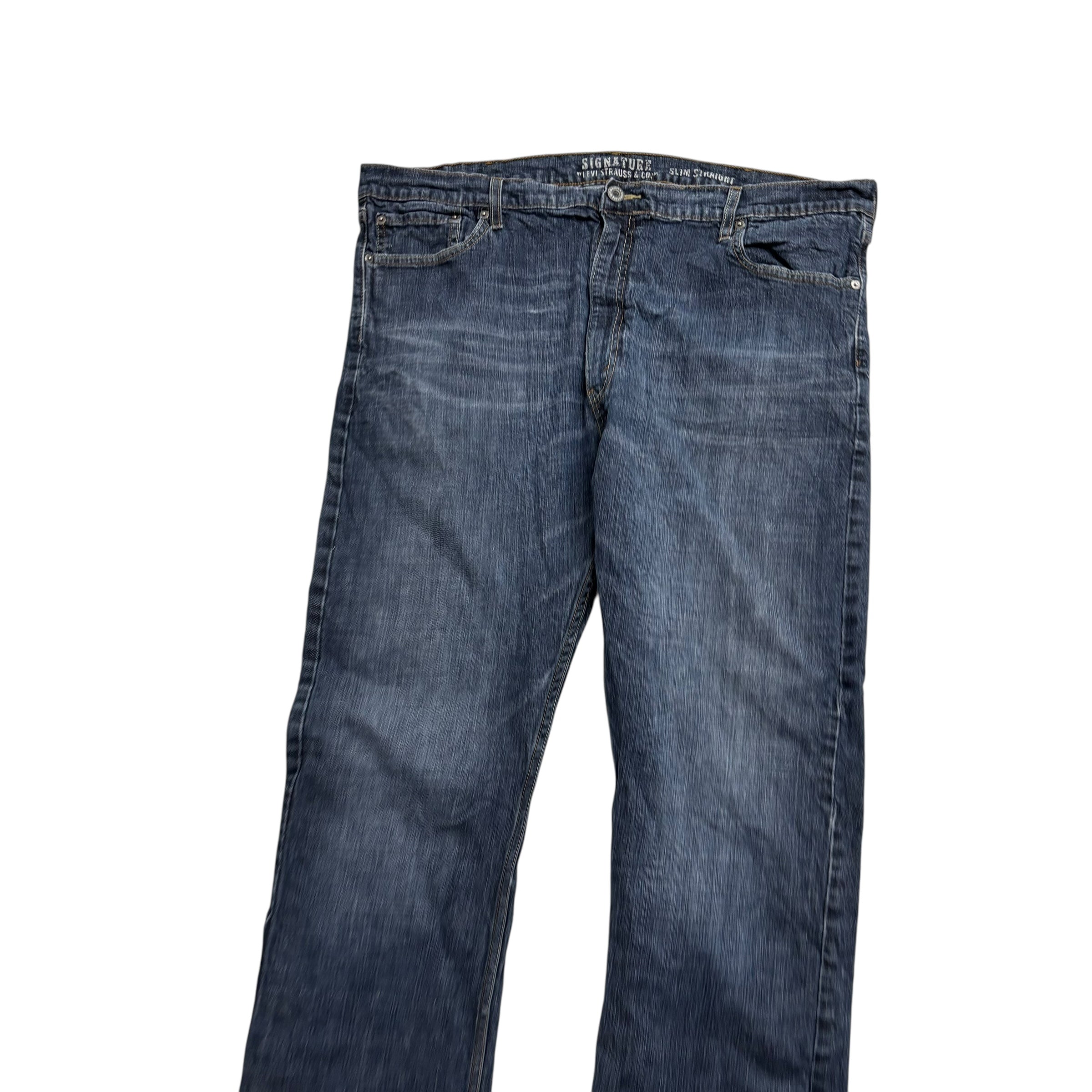 Levis Signature Jeans W42 L32 Mens Dark Blue Slim Straight Fit Stretch Denim