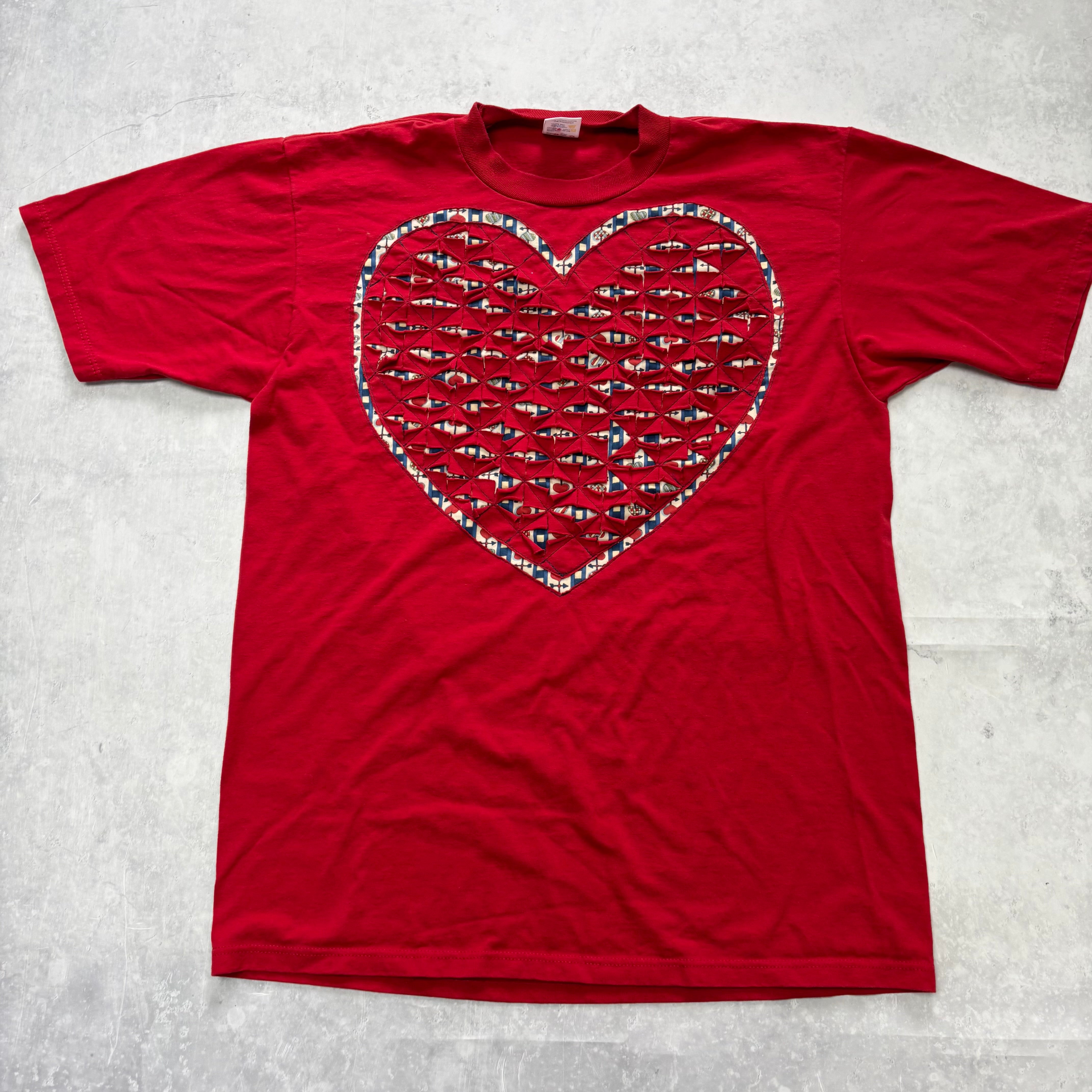 Vintage T Shirt Mens Large Red Graphic Print 90s Heart Love (E)